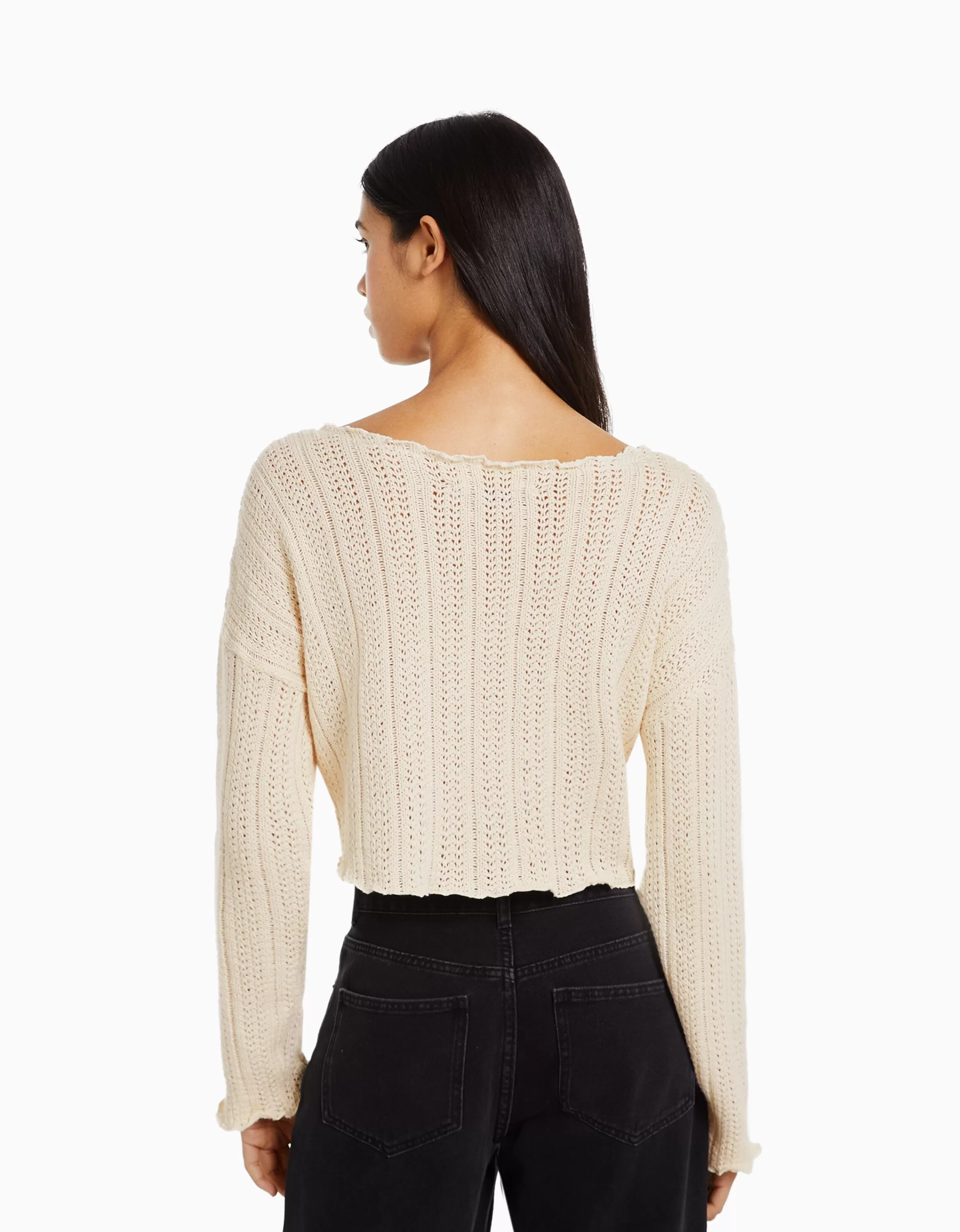 BERSHKA Maille*Pull rustique Écru