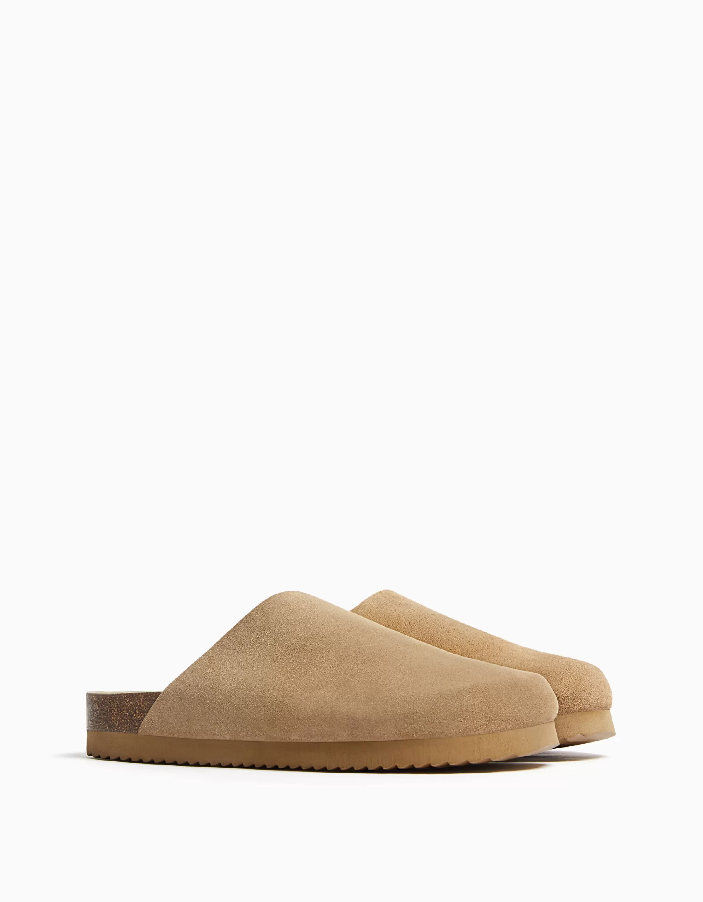 BERSHKA Chaussures habillées*Sabots CUIR homme Sable