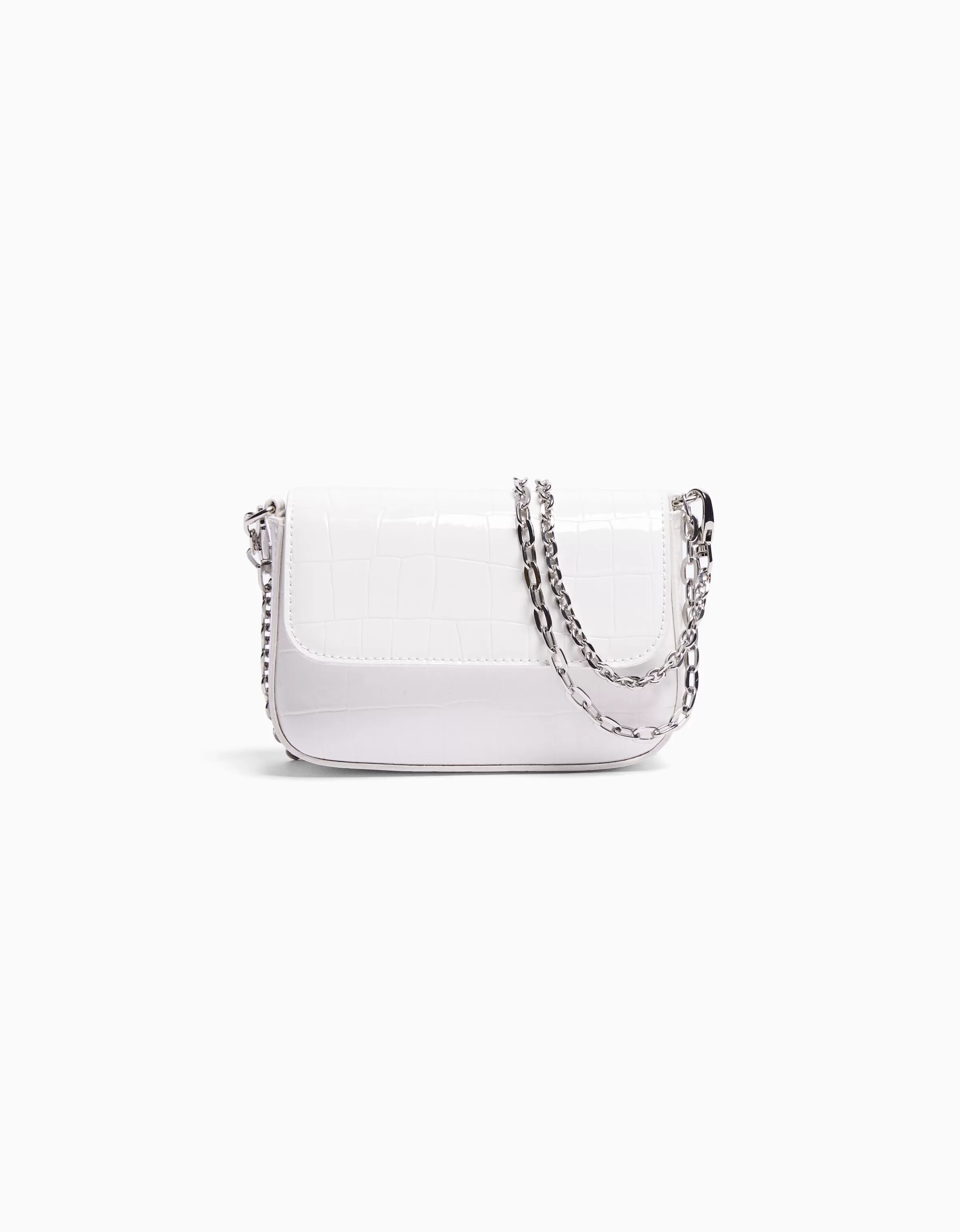 BERSHKA Tout voir*Sac anses chaînes effet verni Blanc