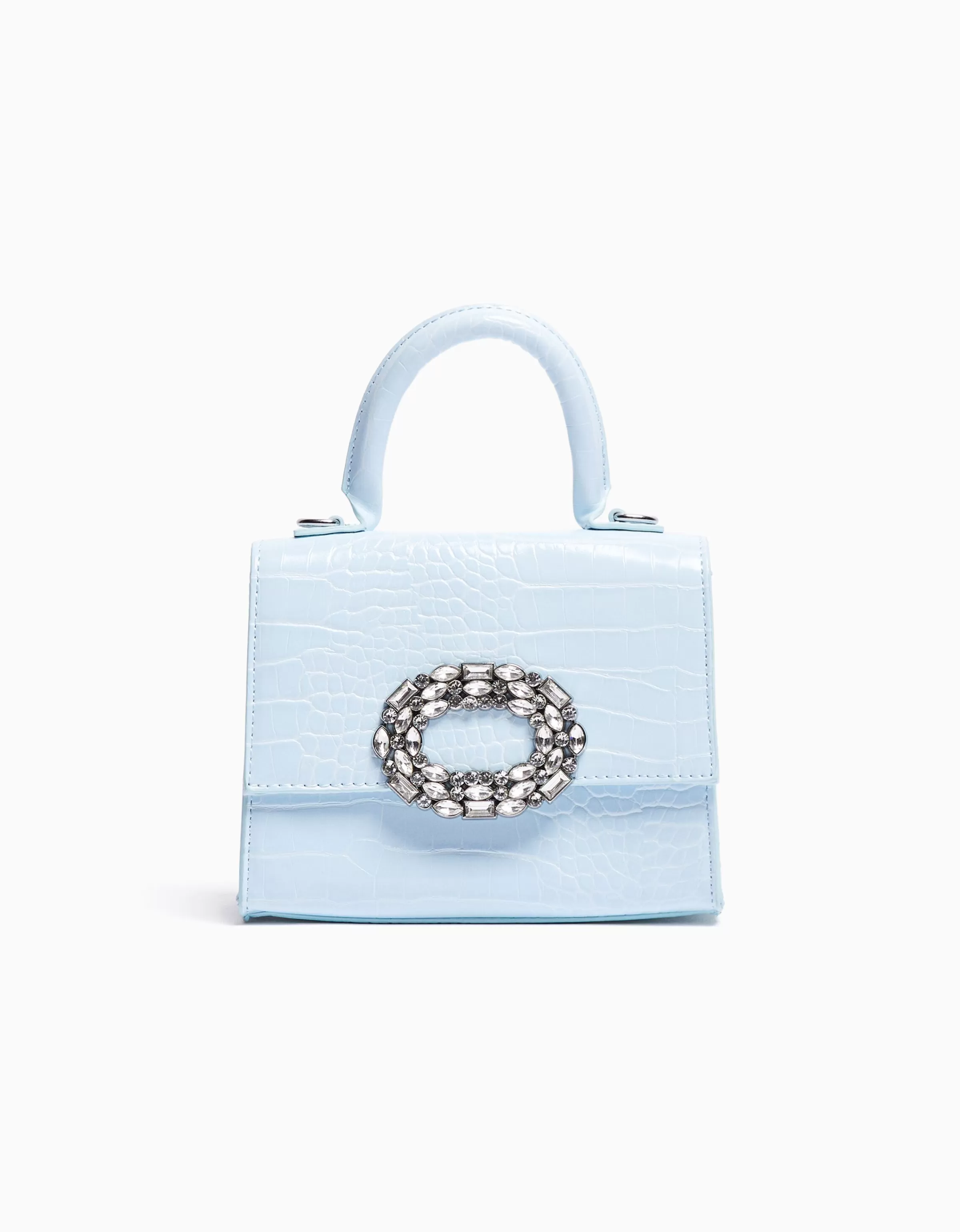 BERSHKA Tout voir*Sac bijou anse chaîne gravé imprimé animal Bleu clair