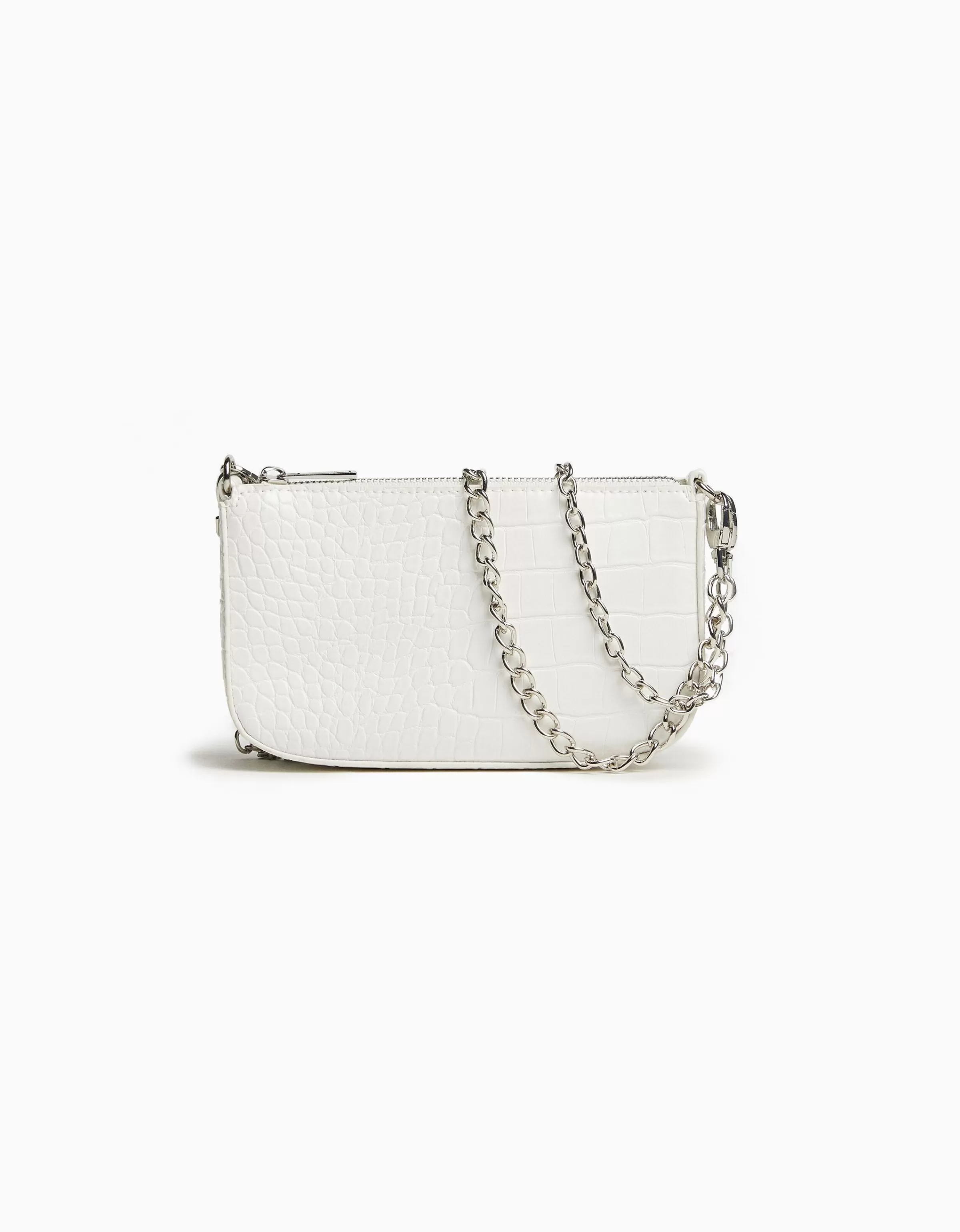 BERSHKA Tout voir*Sac chaîne imitation croco Blanc