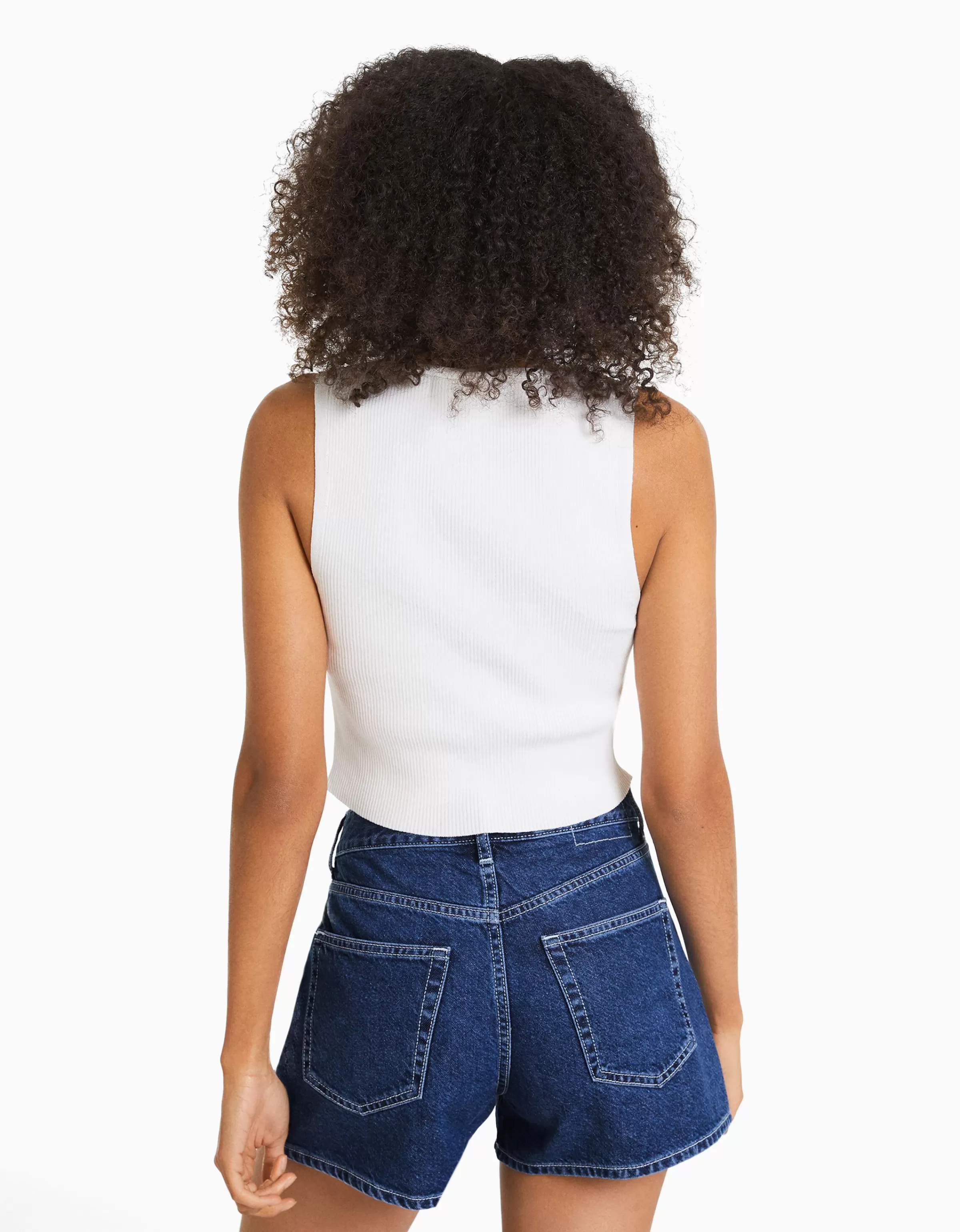 BERSHKA Shorts et bermudas*Short denim mom Bleu