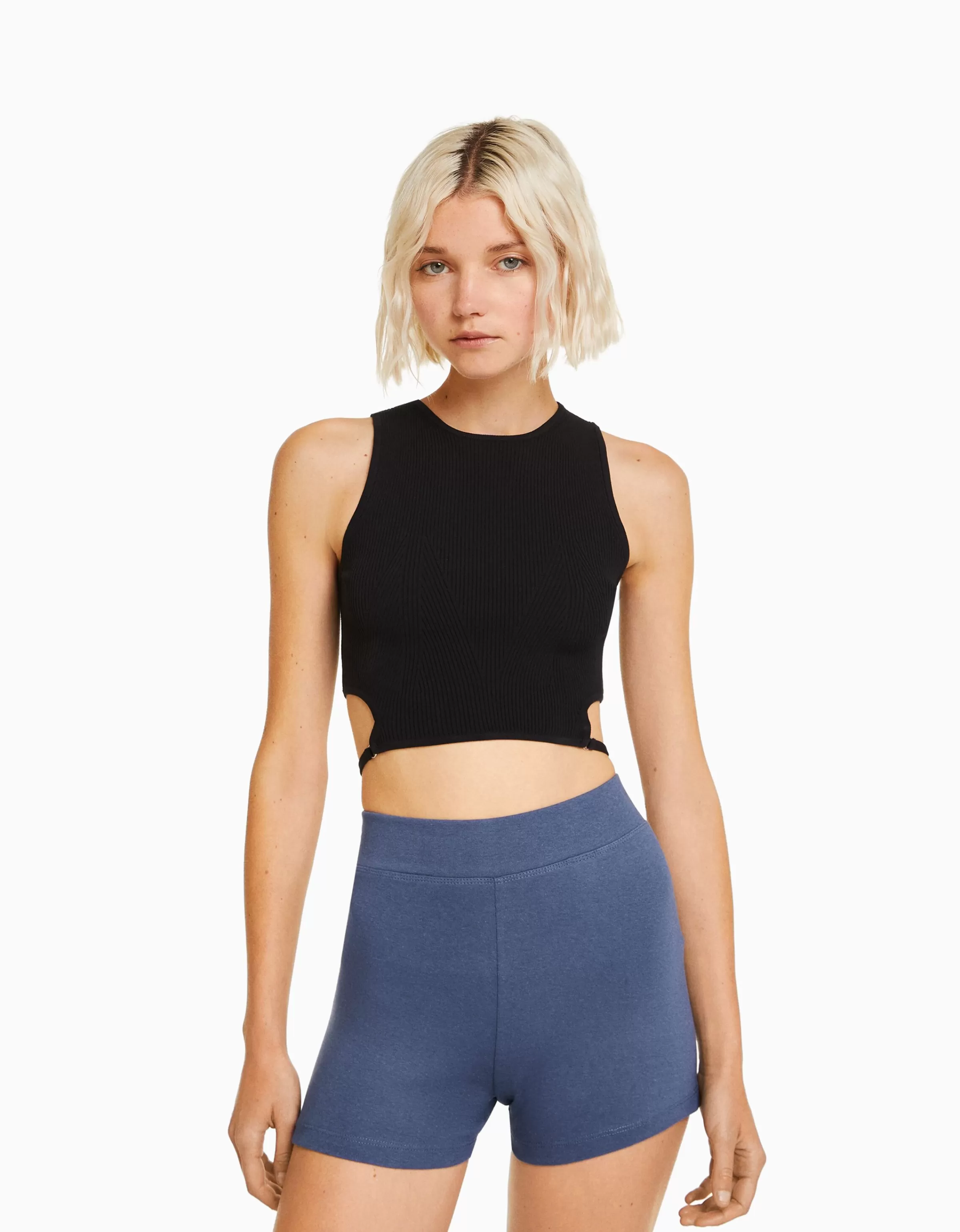 BERSHKA Survêtement*Short jupe-culotte modal Gris