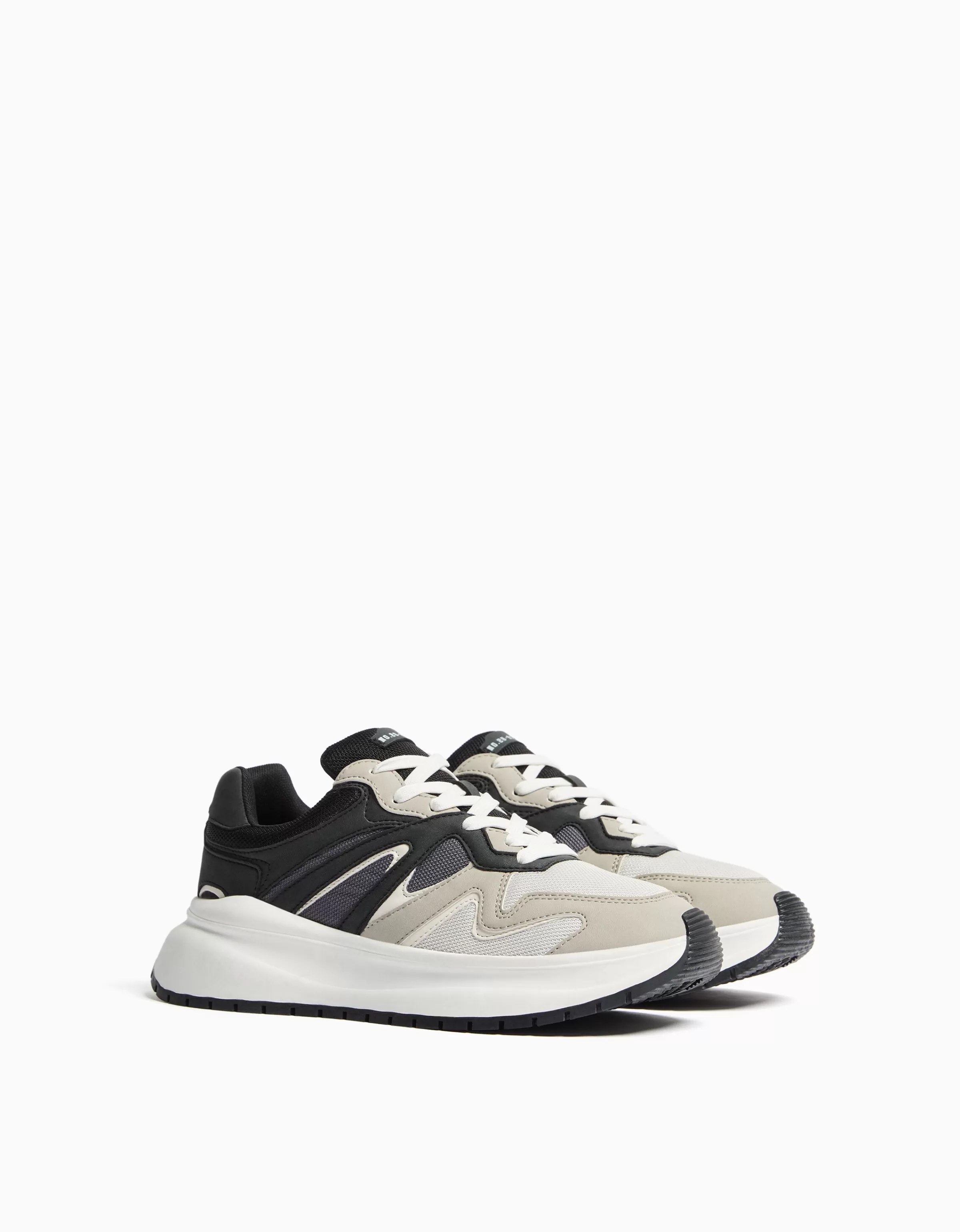 BERSHKA #bershkastyle*Sneakers semelle épaisse avec mesh homme Blanc