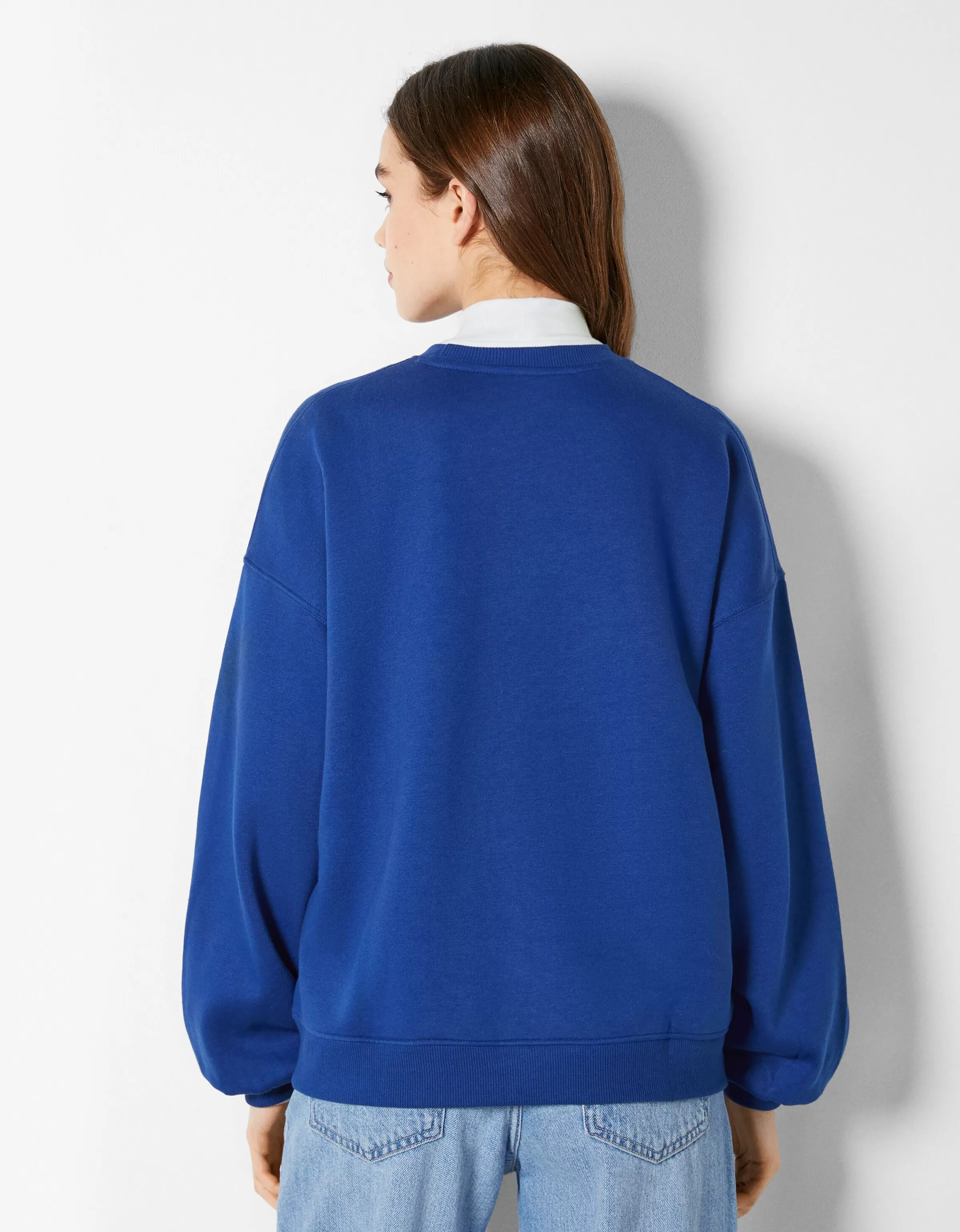 BERSHKA Pulls*Sweat ample imprimé Écru