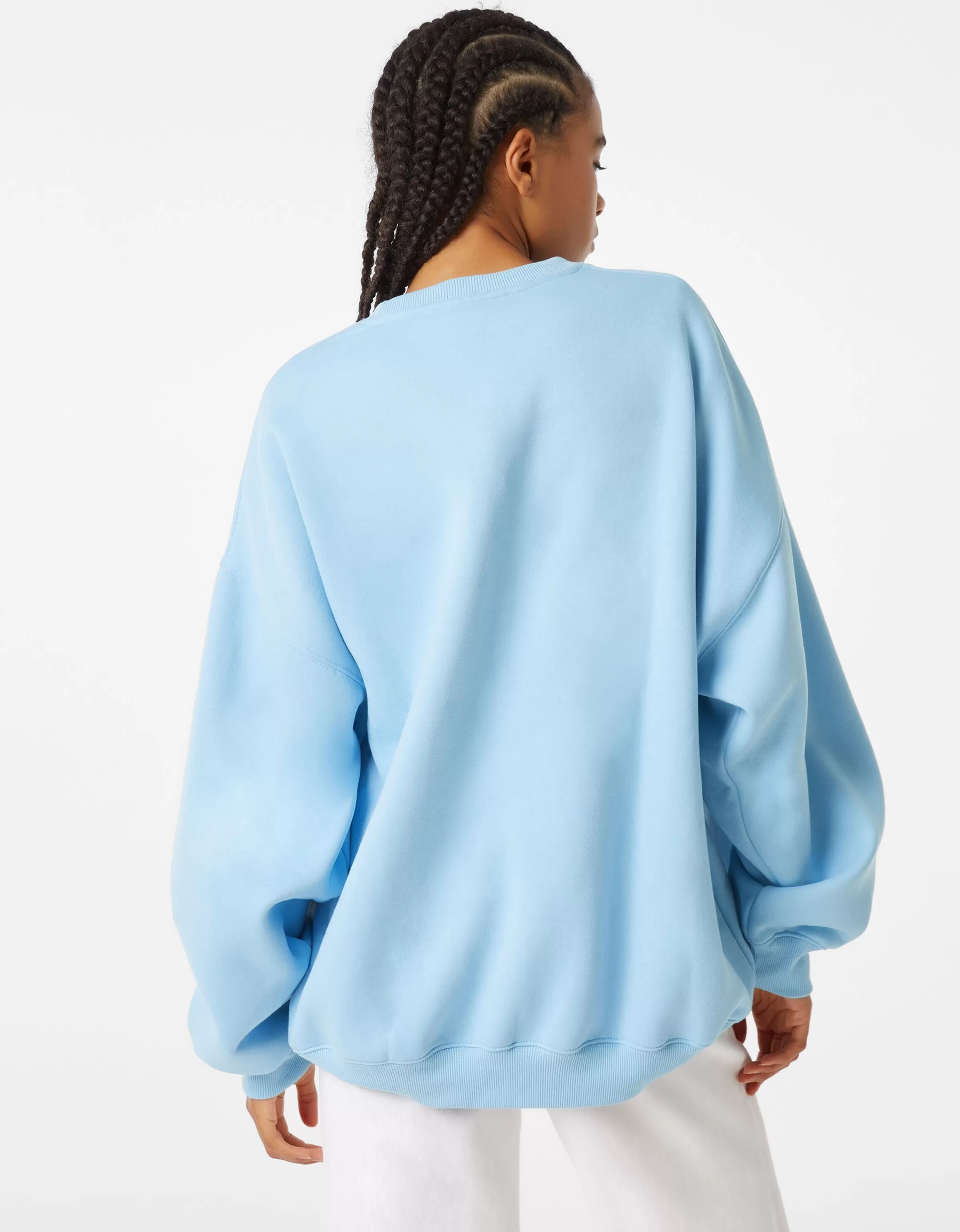 BERSHKA Pulls*Sweat ample imprimé Bleu clair