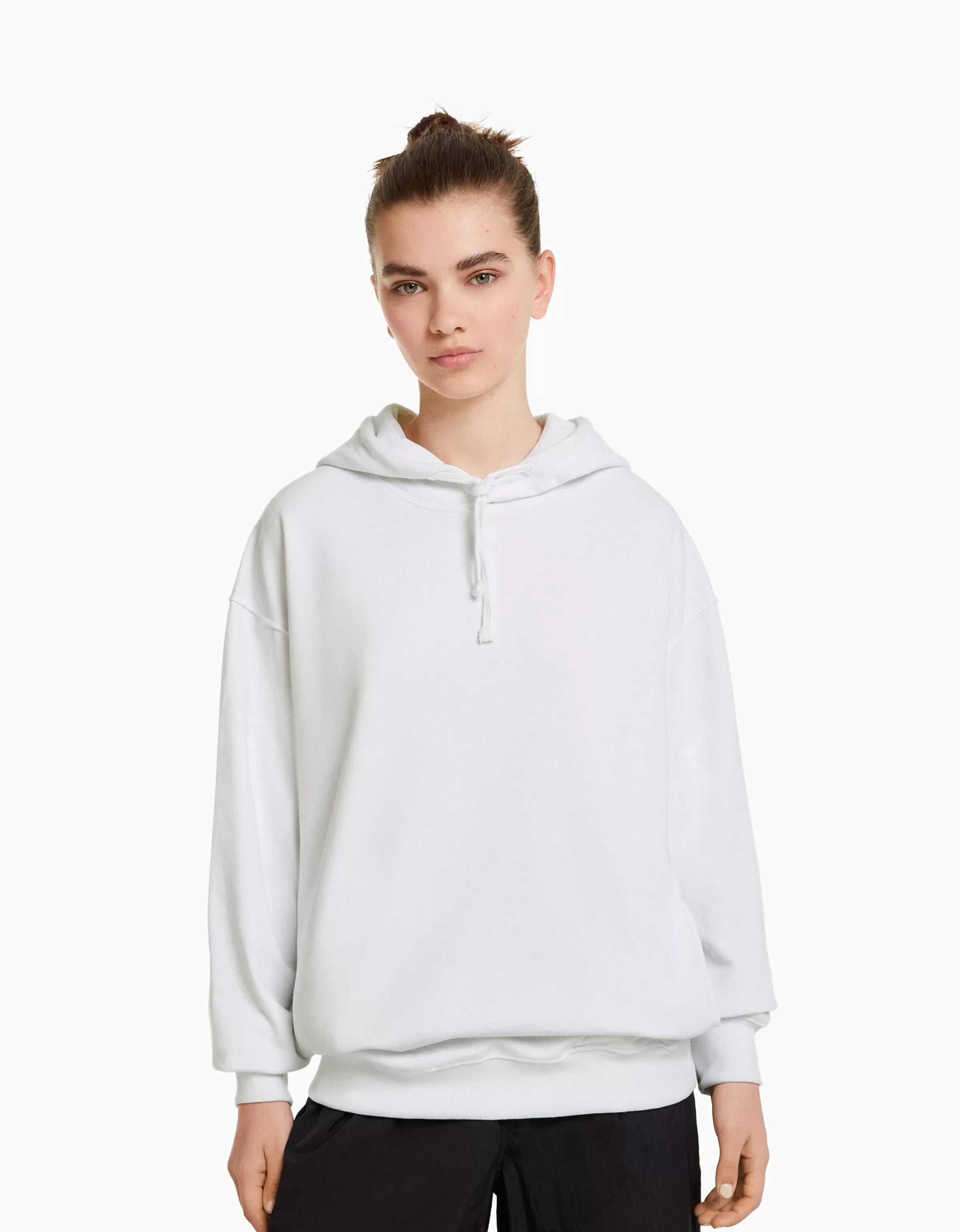 BERSHKA Sweats*Sweat capuche Blanc