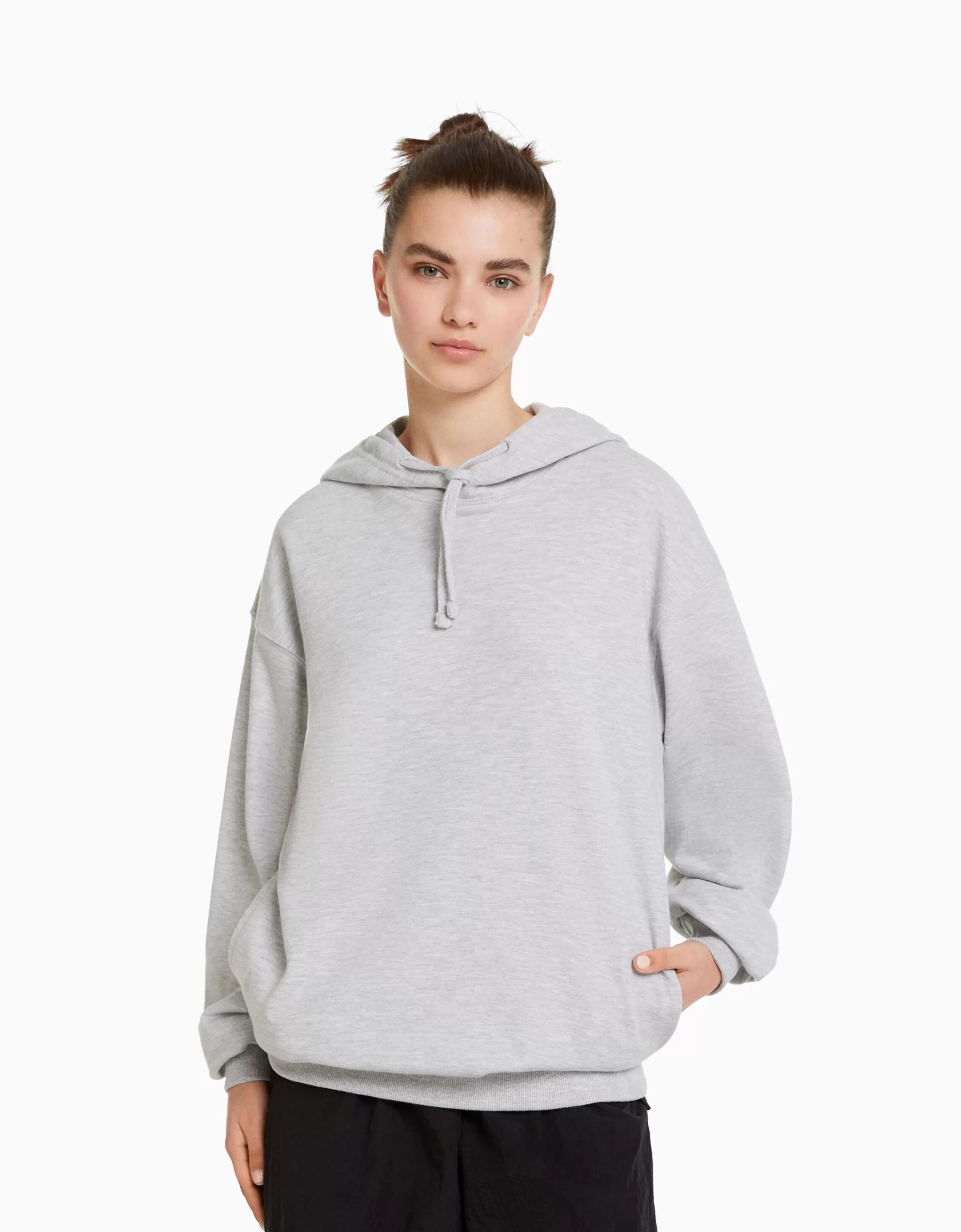 BERSHKA Personnalisables*Sweat capuche Gris