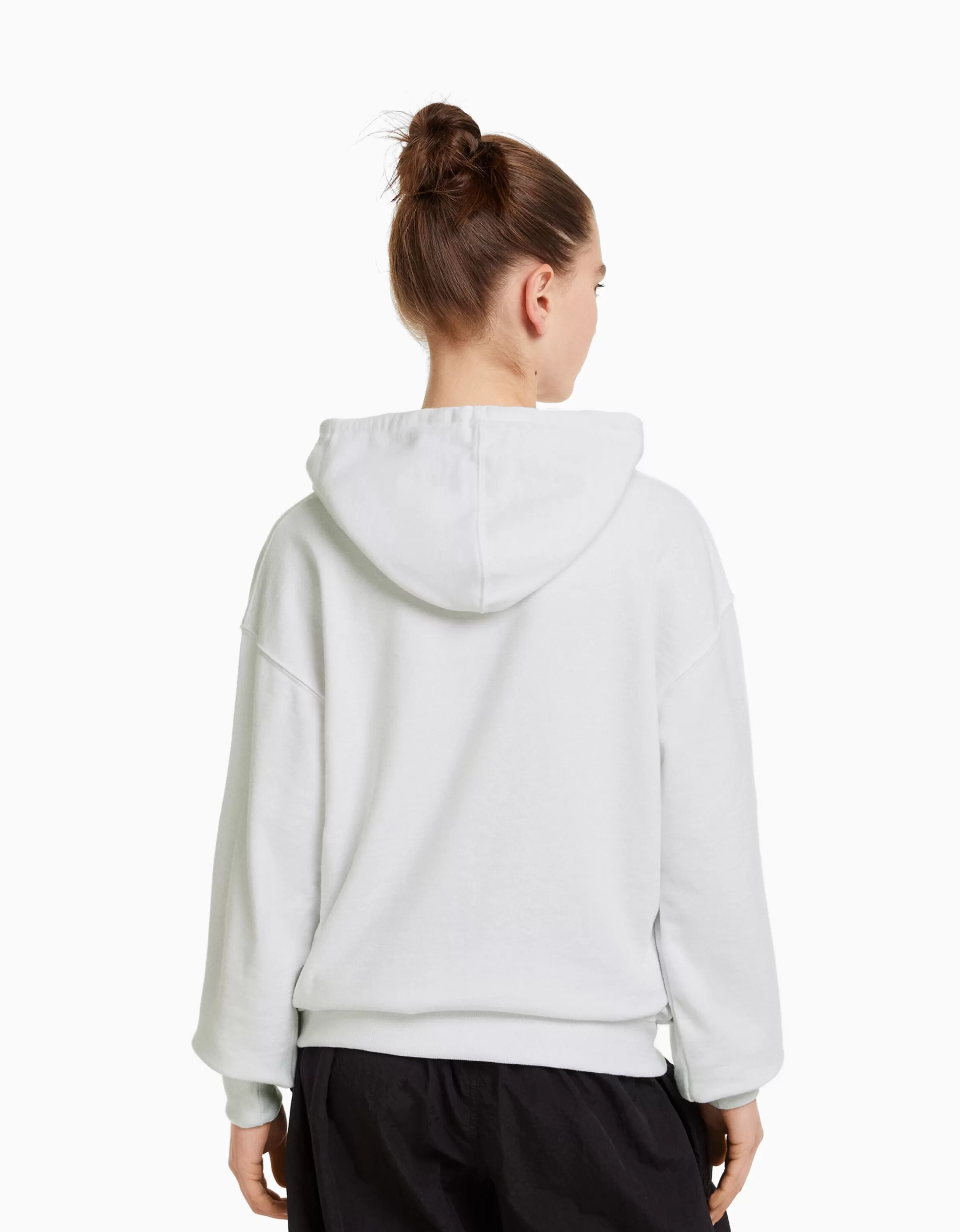 BERSHKA Sweats*Sweat capuche Blanc