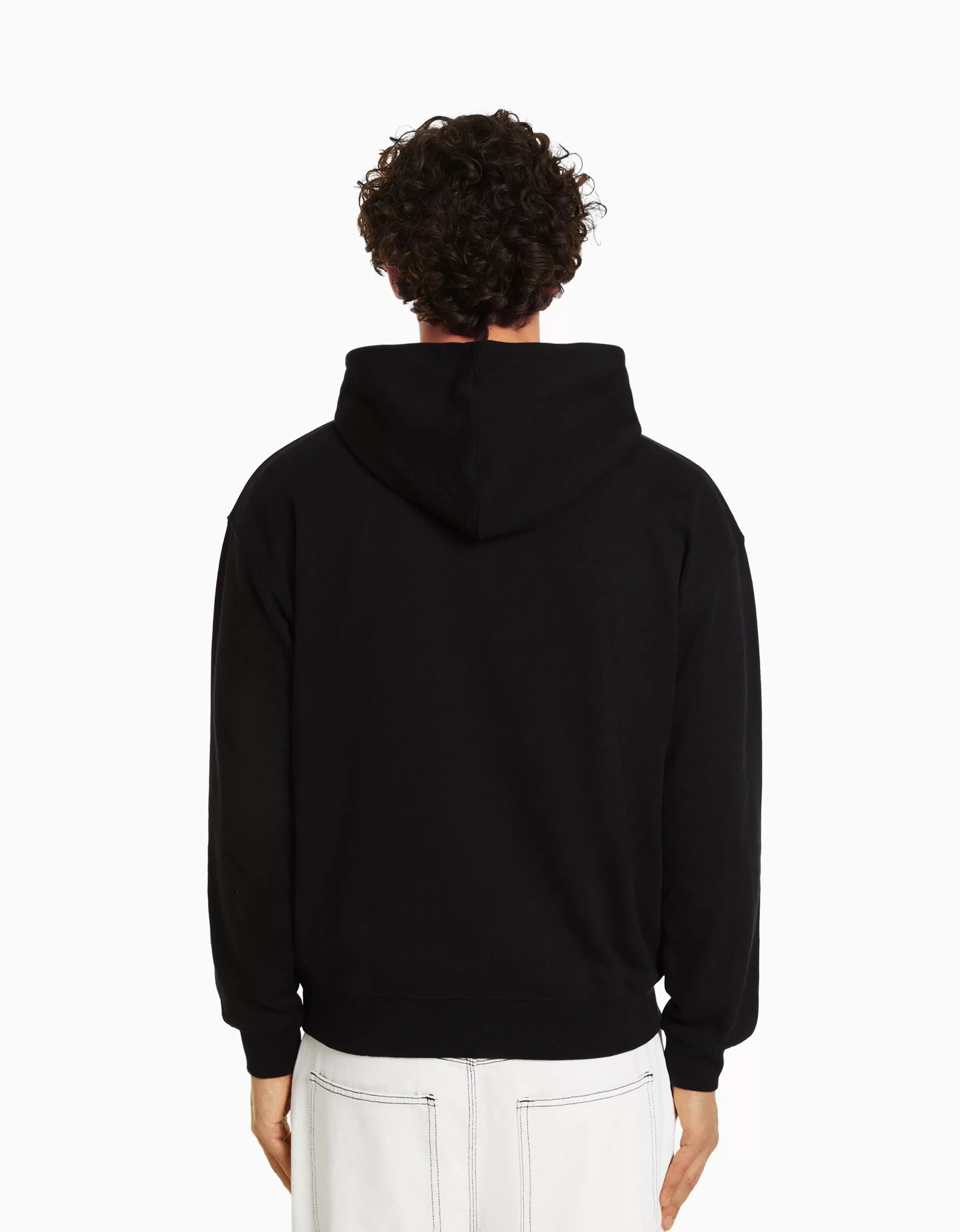 BERSHKA Personnalisables*Sweat capuche Noir