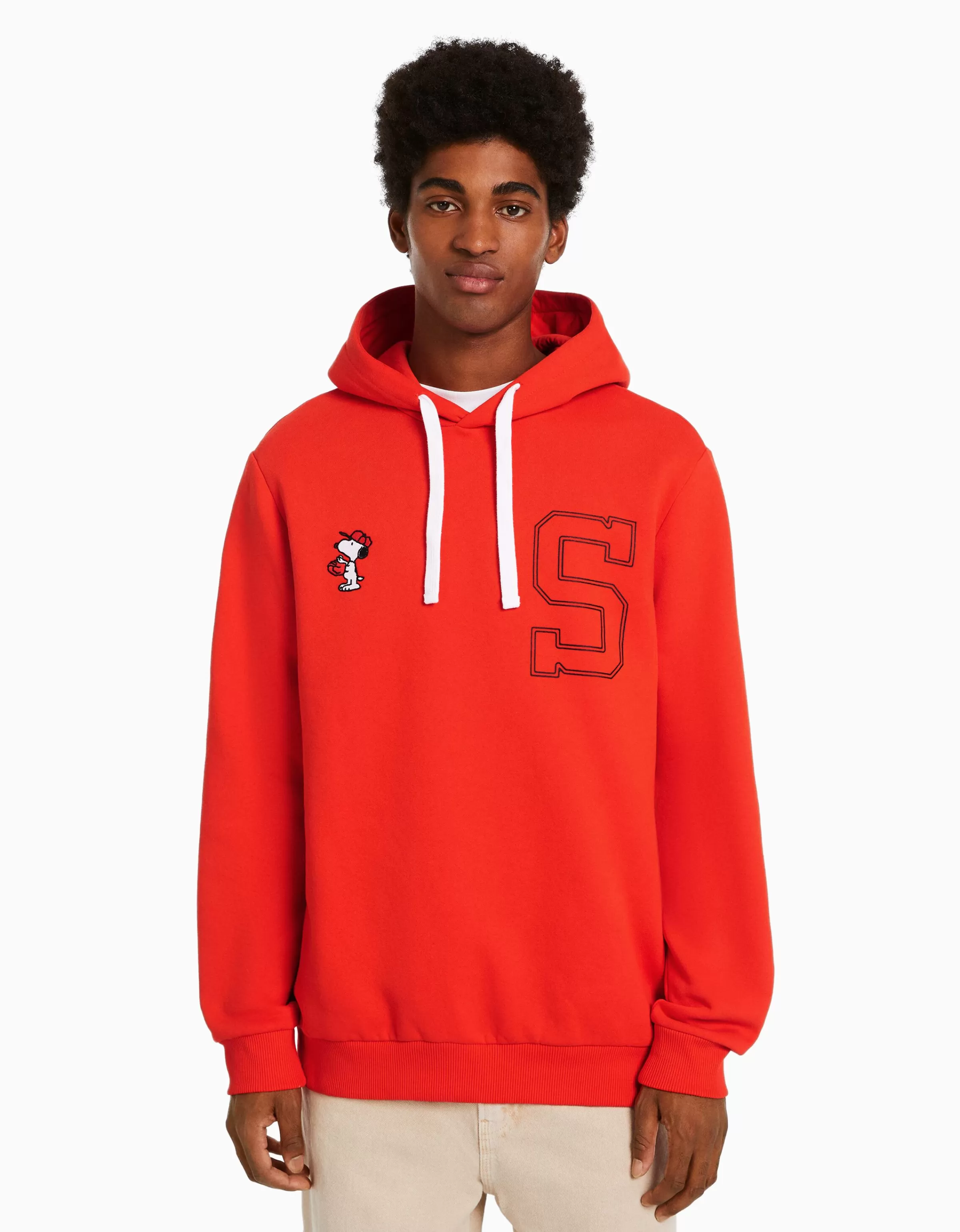 BERSHKA Vêtements*Sweat capuche brodé Snoopy Rouge