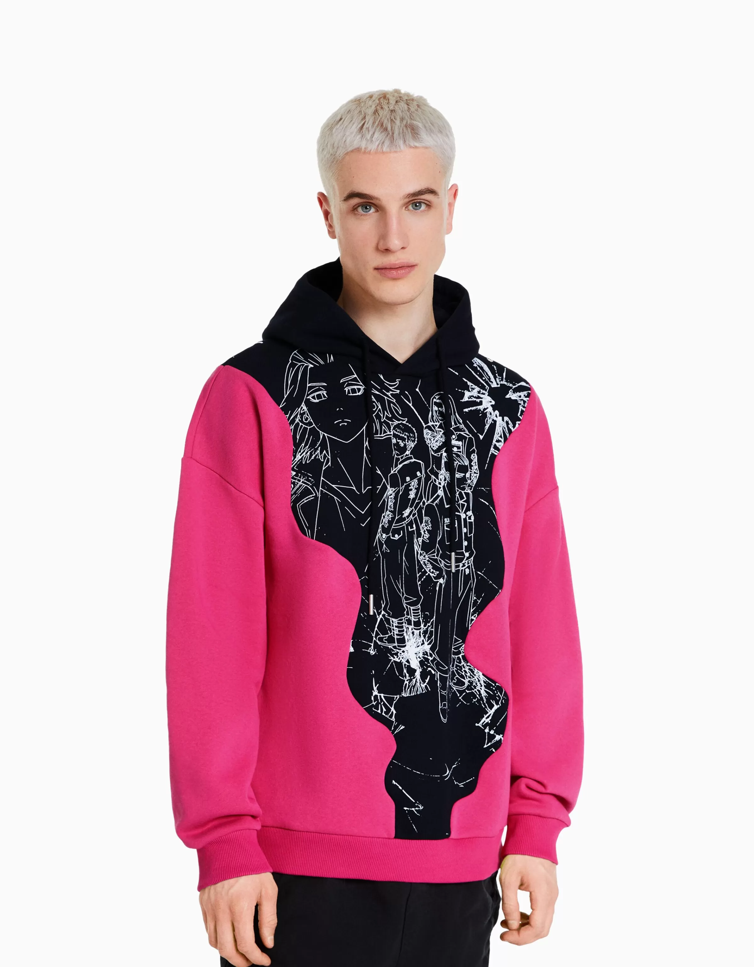 BERSHKA Collaborations®*Sweat capuche imprimé TOKYO REVENGERS Fuchsia