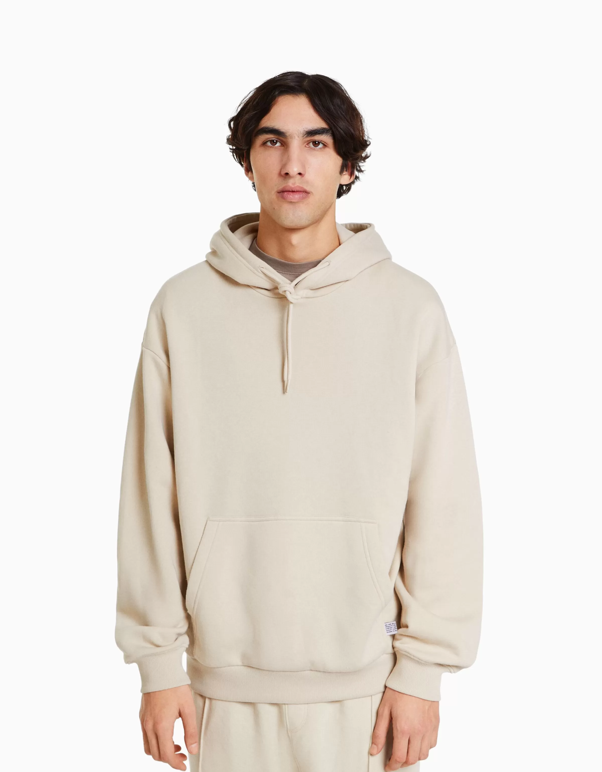 BERSHKA Vêtements*Sweat capuche oversize Beige