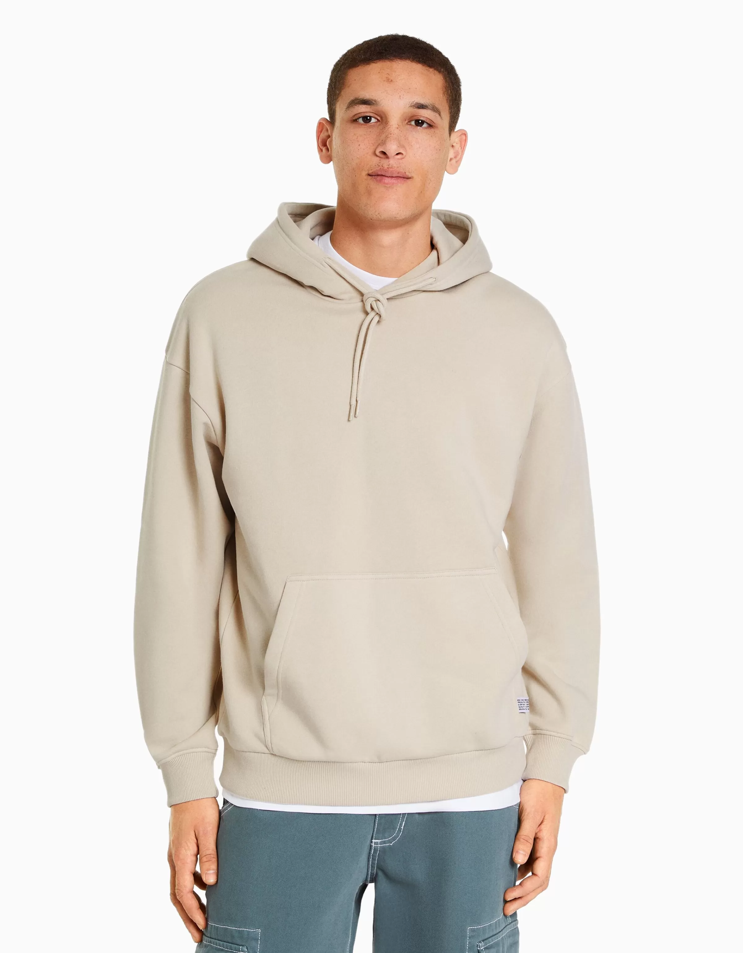 BERSHKA Vêtements*Sweat capuche oversize Beige