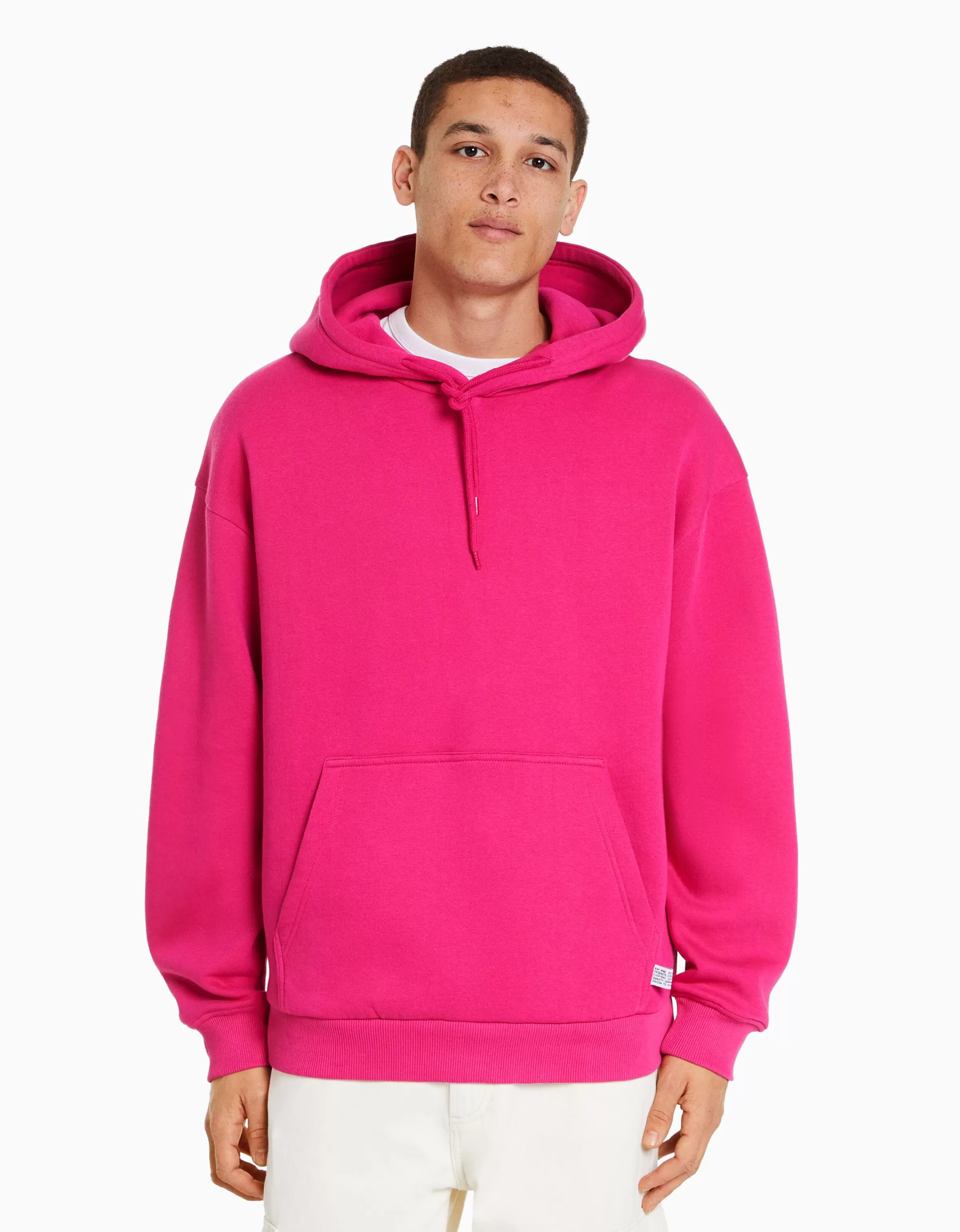 BERSHKA Sweats*Sweat capuche oversize Fuchsia