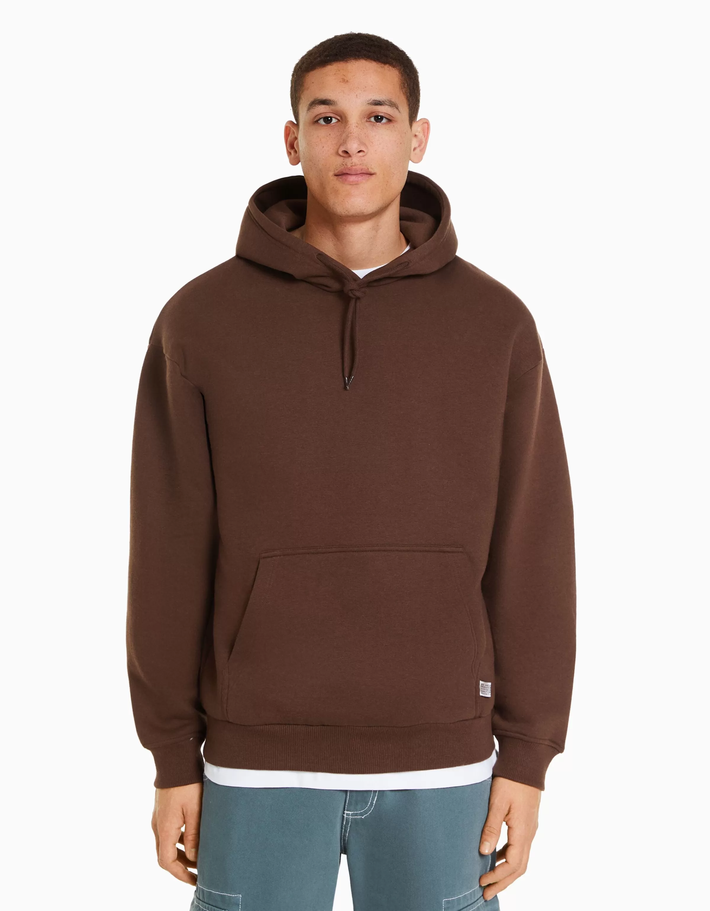 BERSHKA Sweats*Sweat capuche oversize Marron