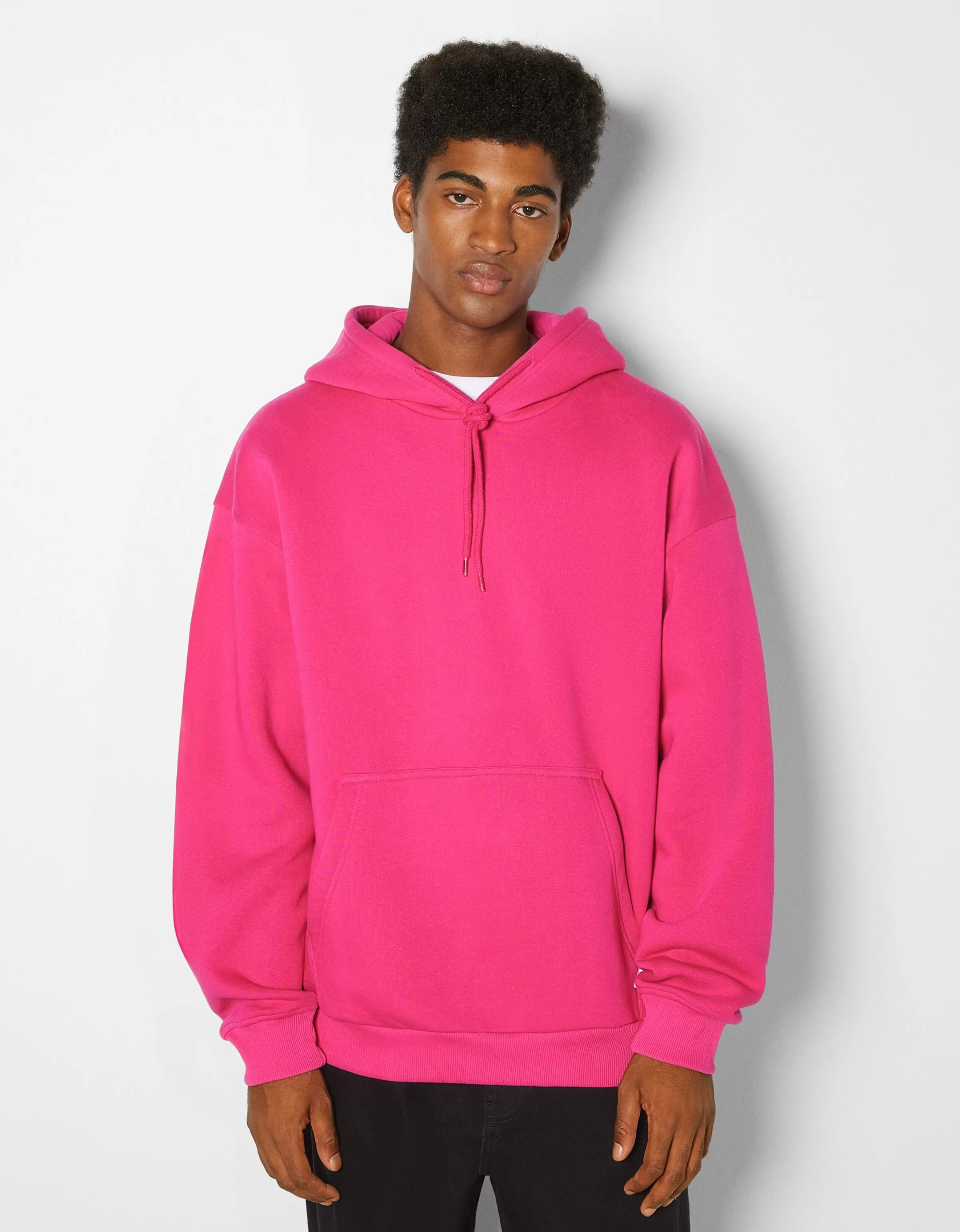 BERSHKA Personnalisables*Sweat capuche oversize Fuchsia