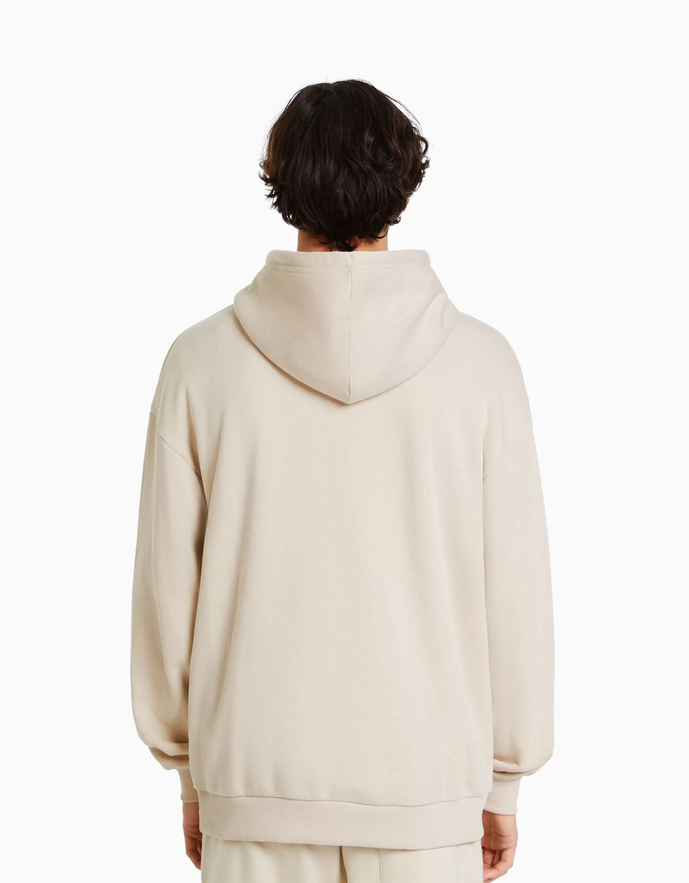 BERSHKA Vêtements*Sweat capuche oversize Beige