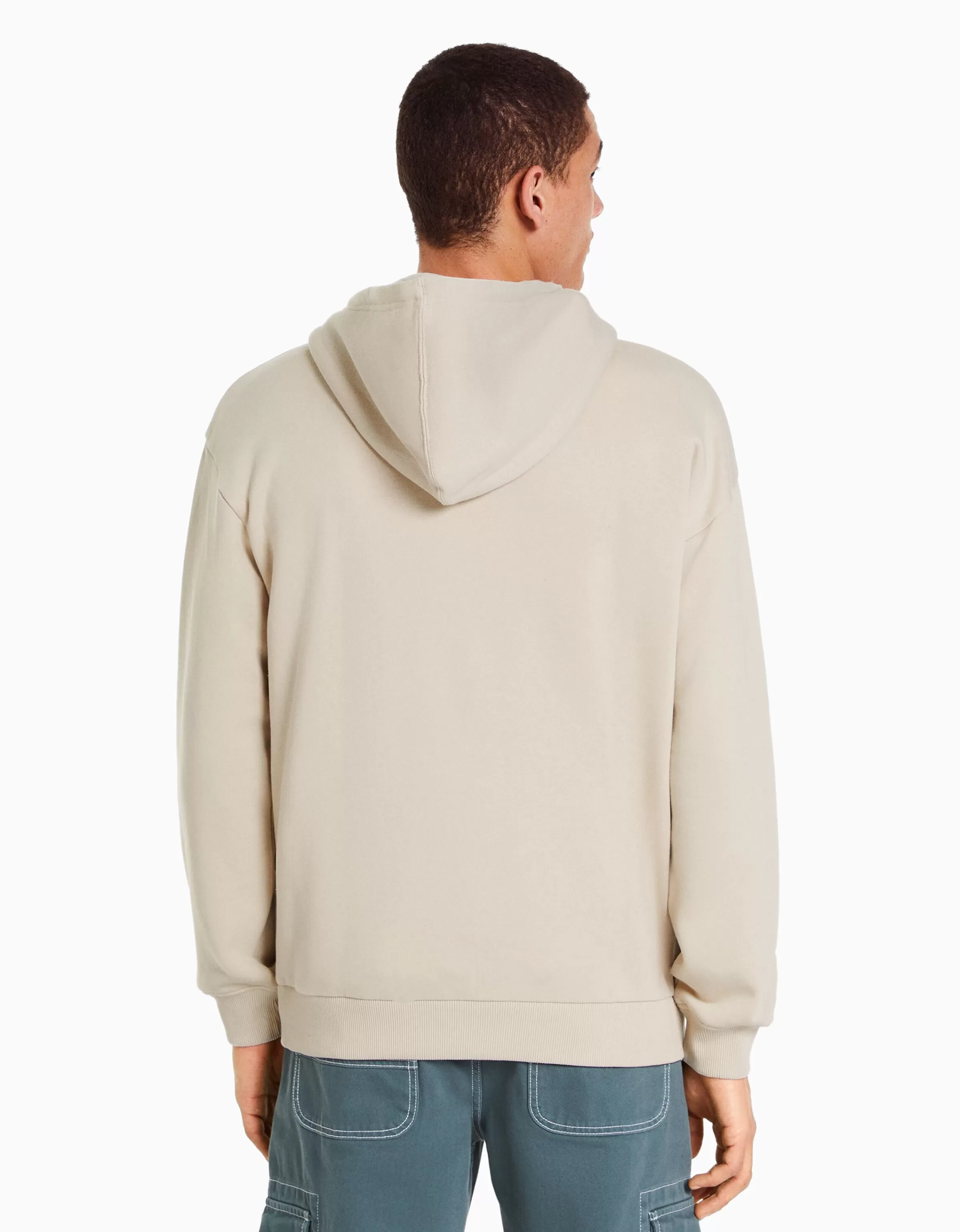 BERSHKA Vêtements*Sweat capuche oversize Beige