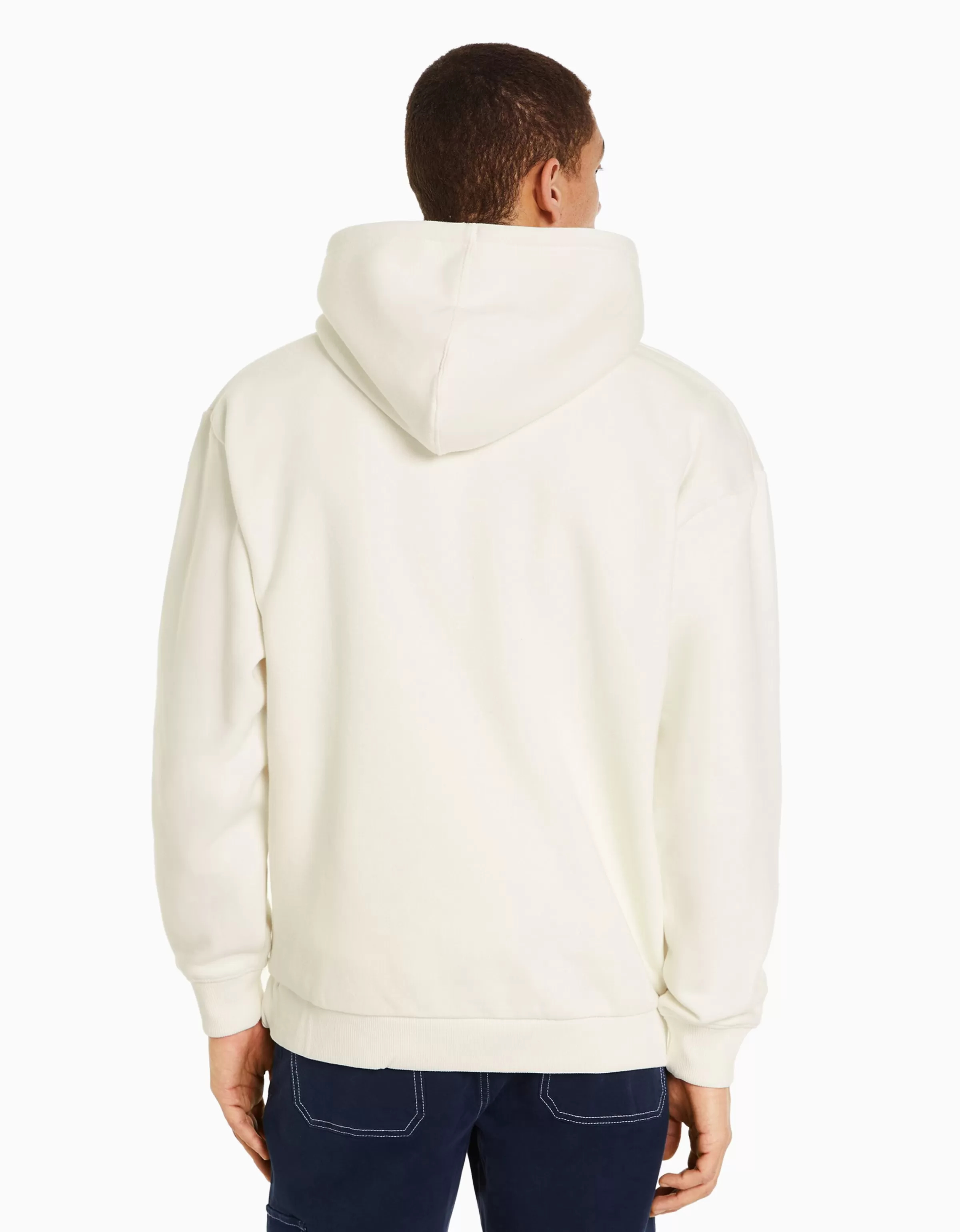 BERSHKA Sweats*Sweat capuche oversize Blanc cassé