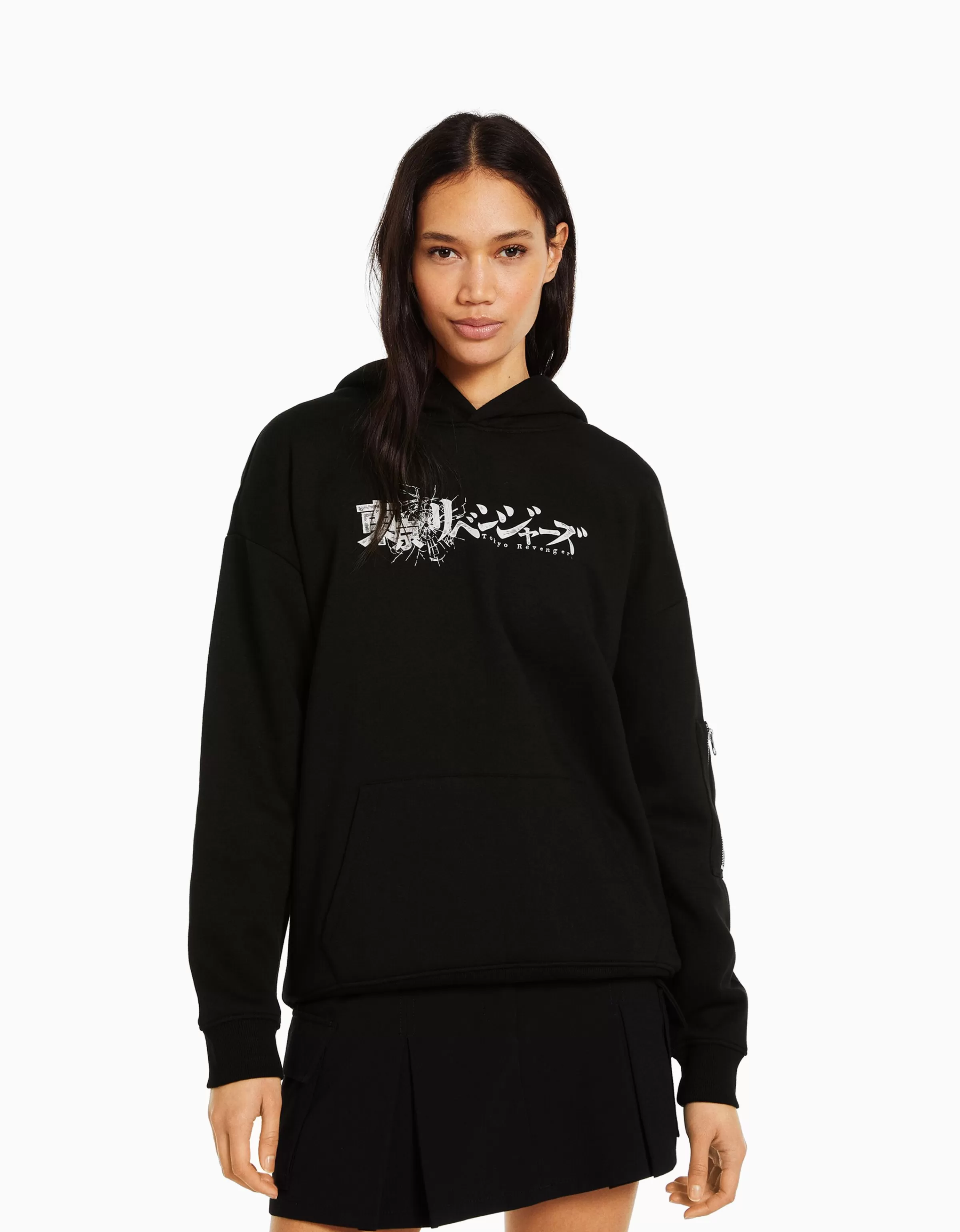 BERSHKA Vêtements*Sweat capuche petites oreilles TOKYO REVENGERS Noir