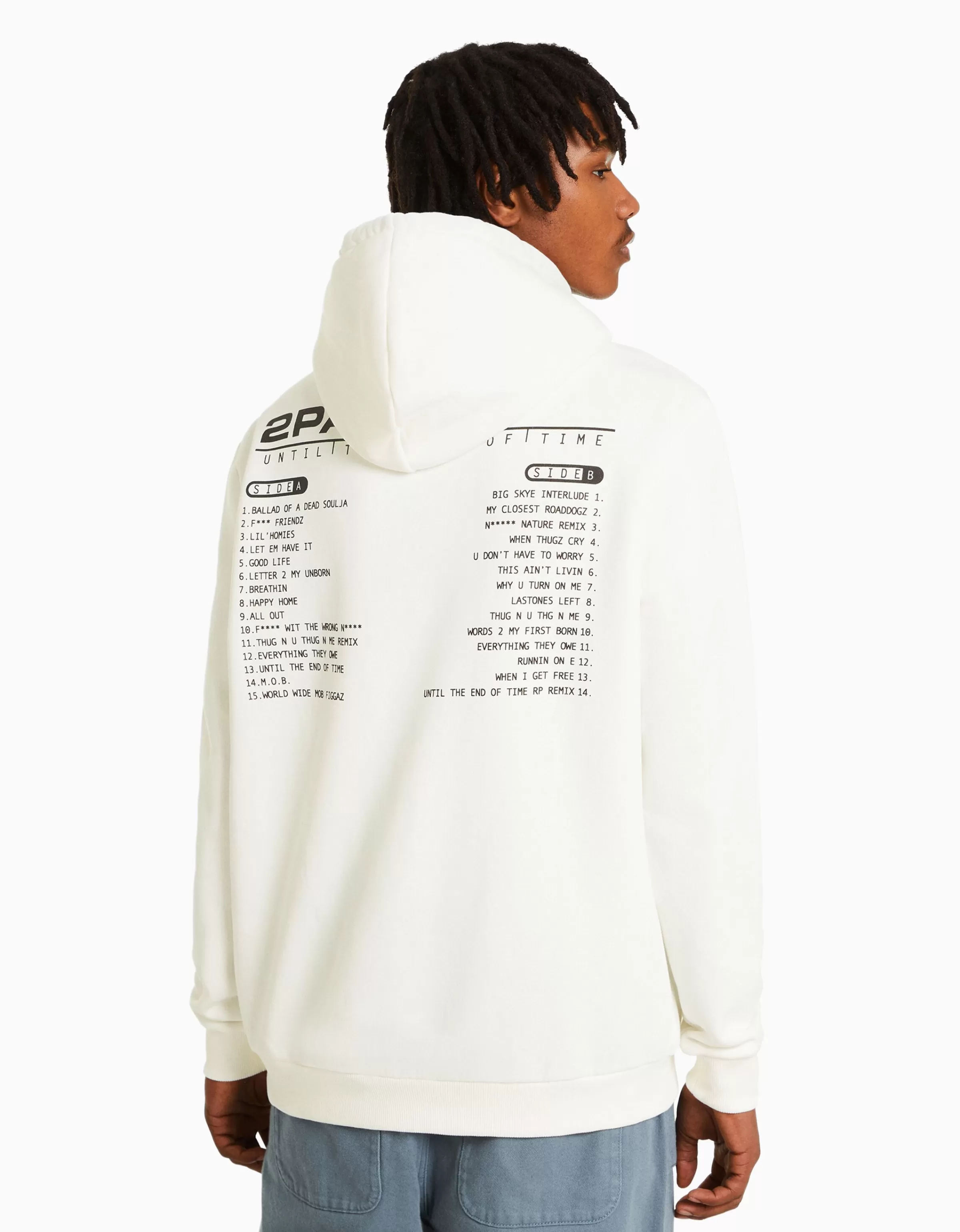 BERSHKA Vêtements*Sweat capuche Tupac Blanc