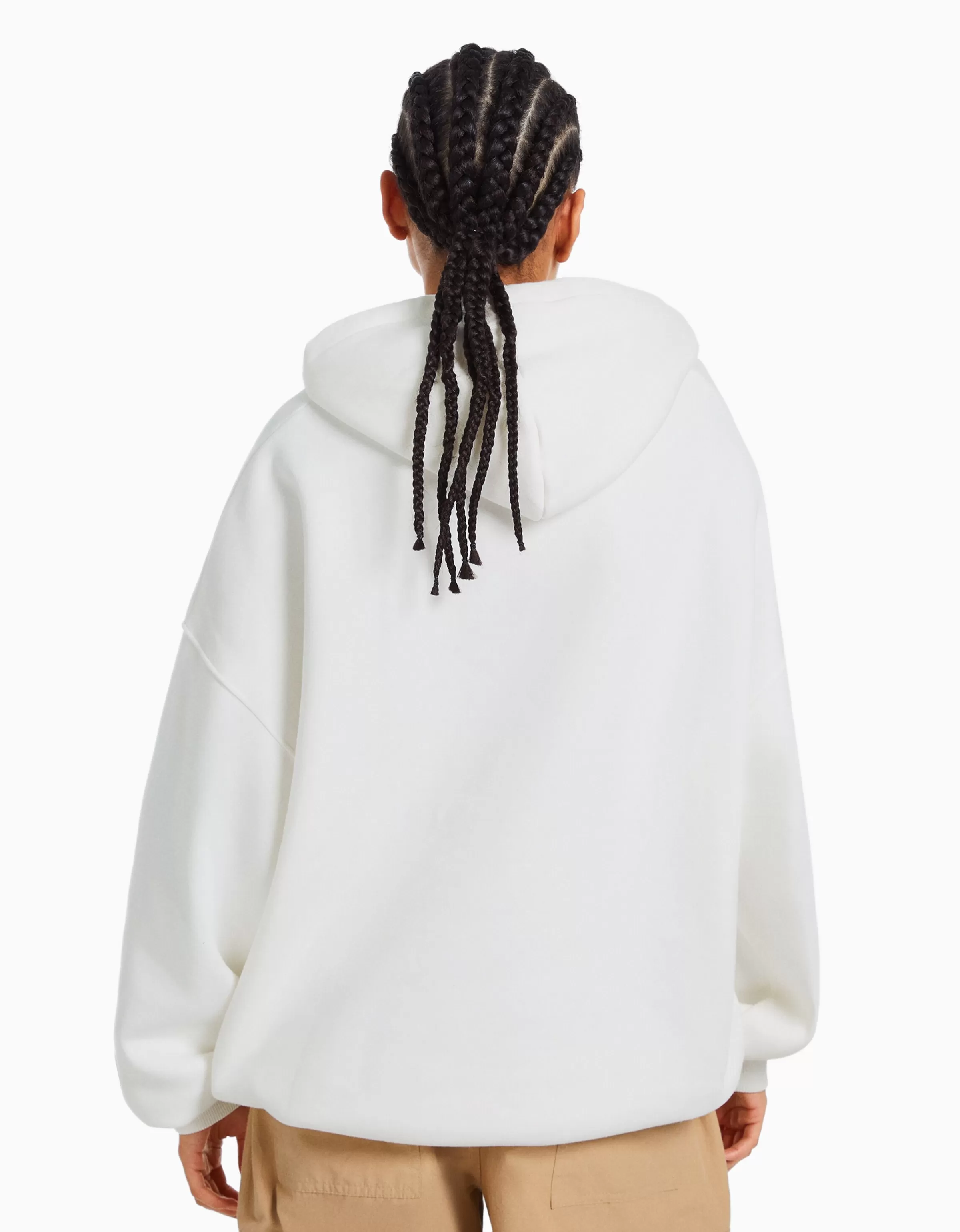 BERSHKA Sweats*Sweat capuche Tupac Blanc cassé