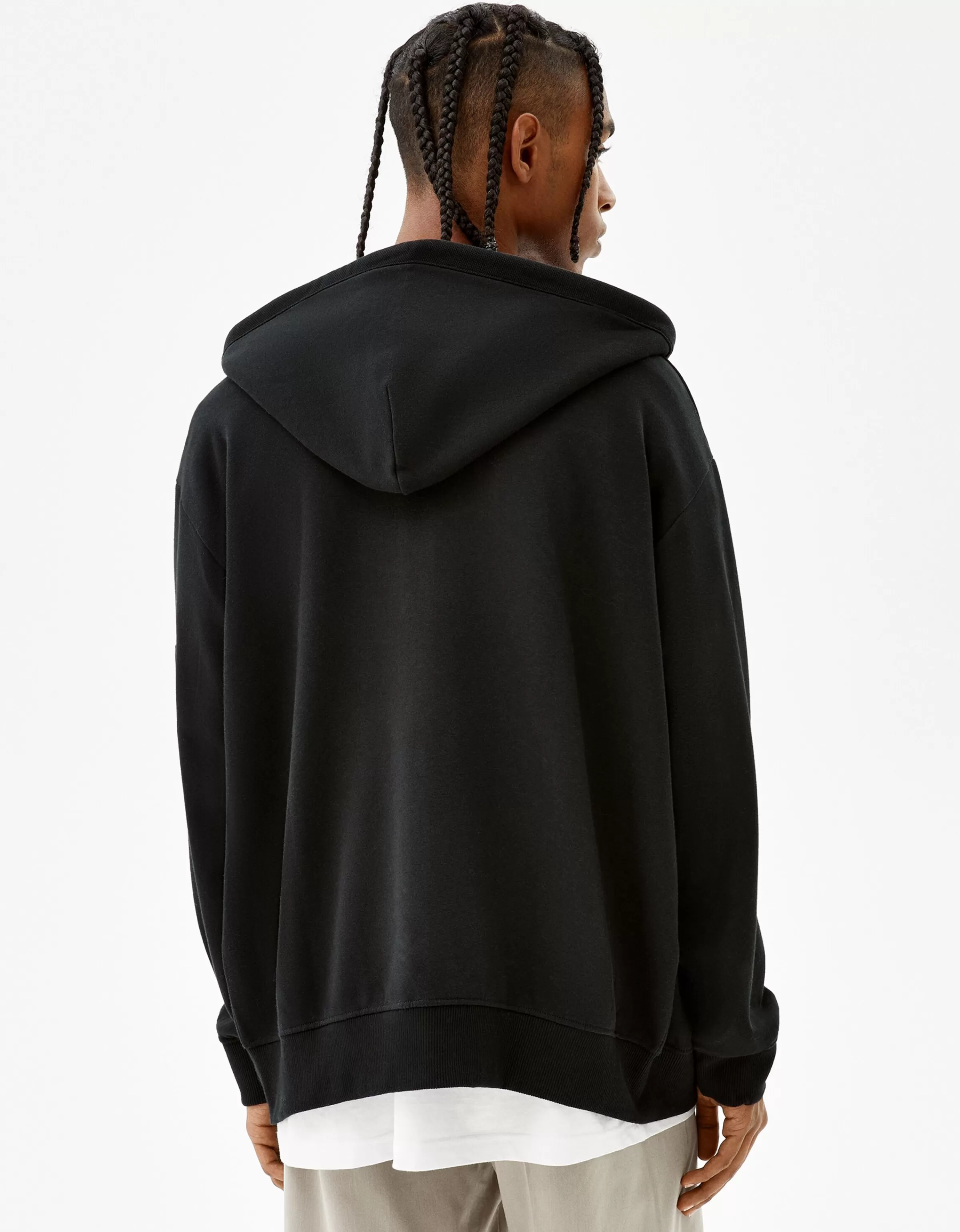 BERSHKA Sweats*Sweat capuche zippé Noir