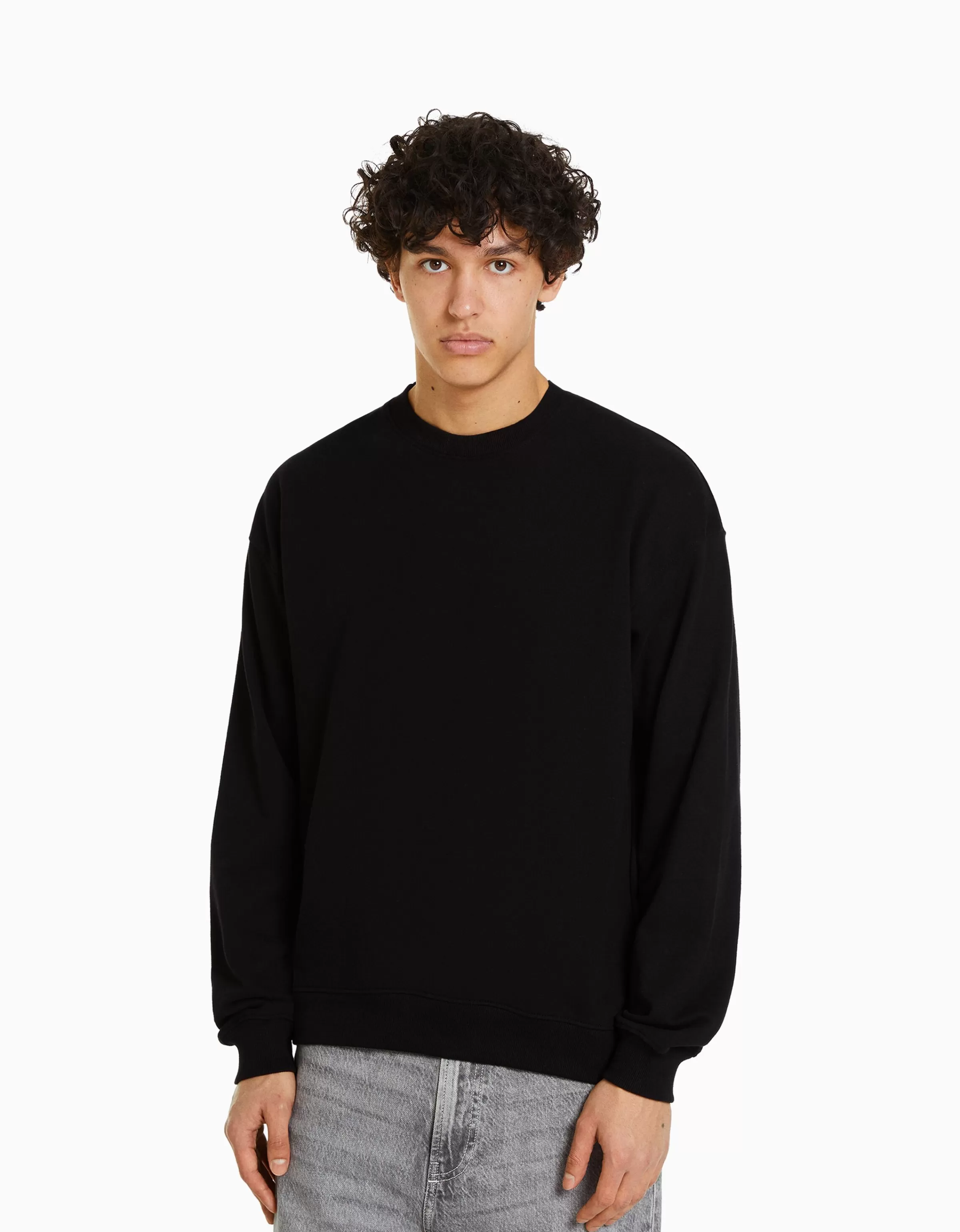 BERSHKA TEST*Sweat col rond Noir