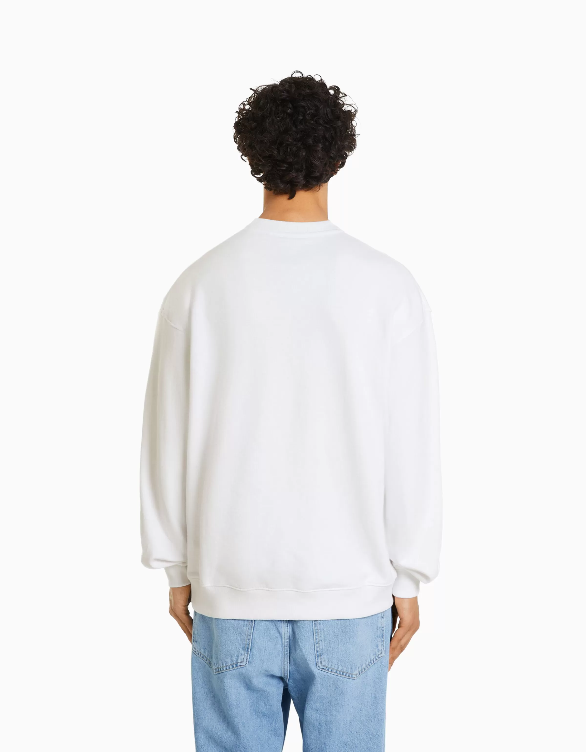 BERSHKA TEST*Sweat col rond Blanc