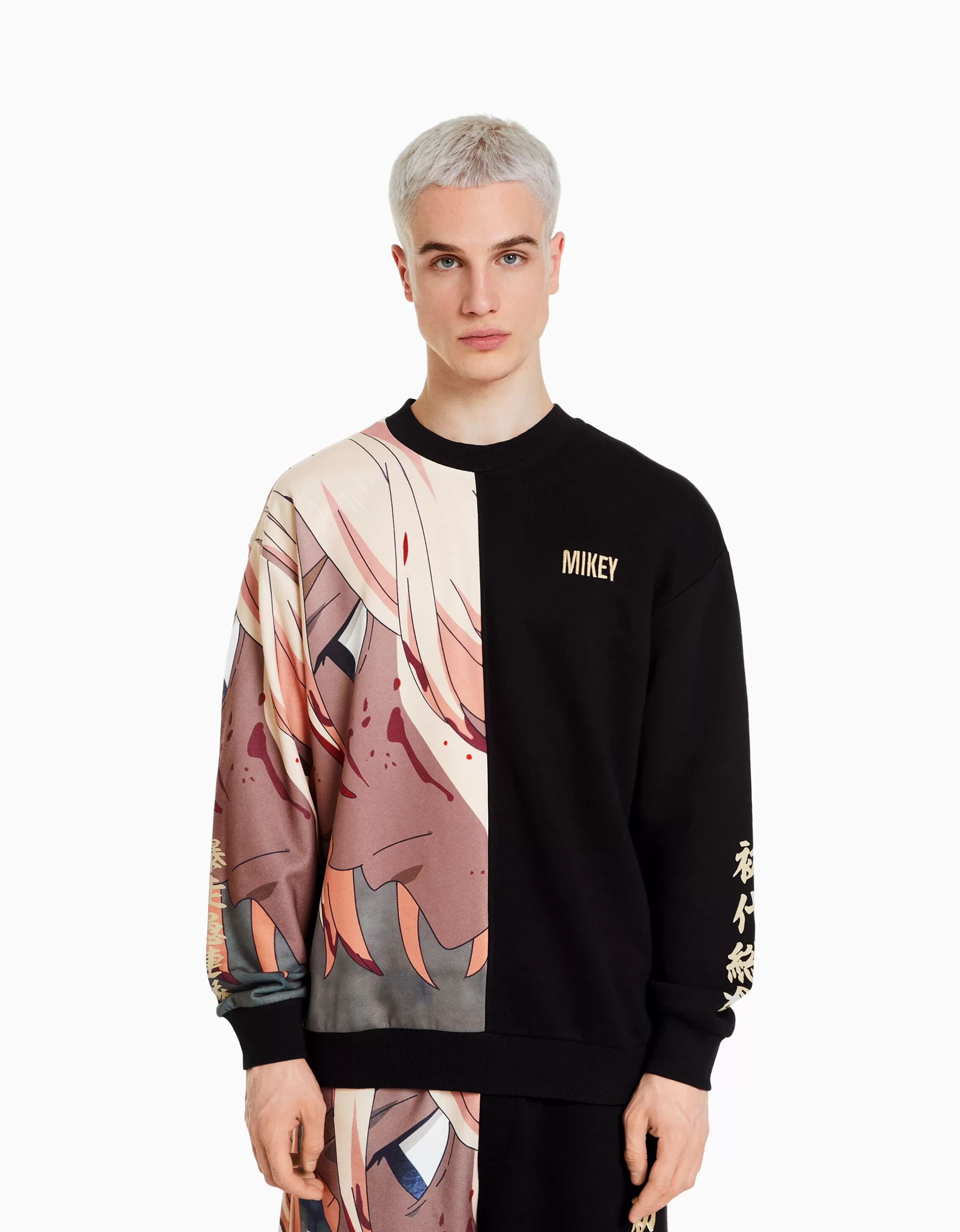 BERSHKA Collaborations®*Sweat col rond imprimé TOKYO REVENGERS Camel