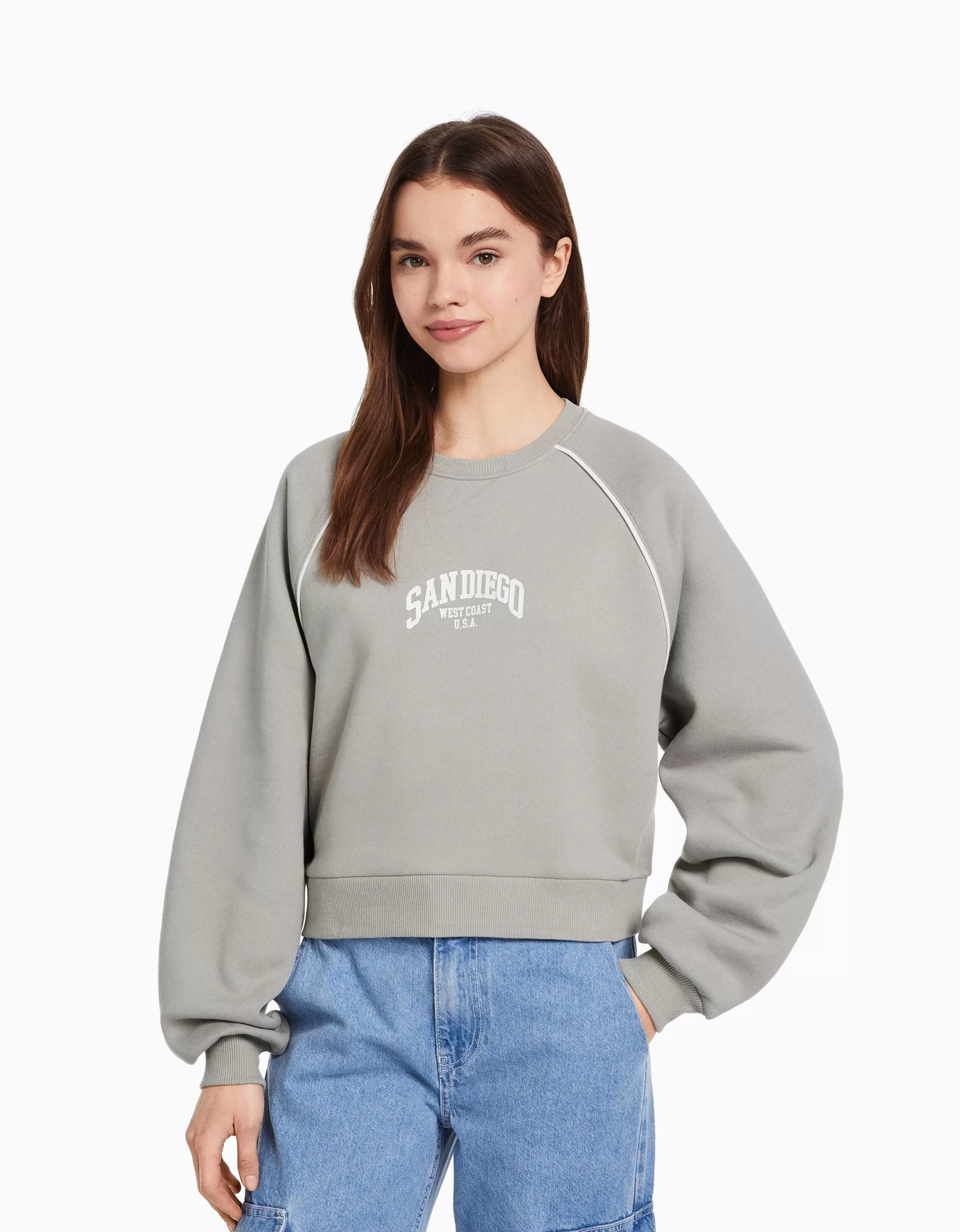 BERSHKA Sweats*Sweat contraste Bleu