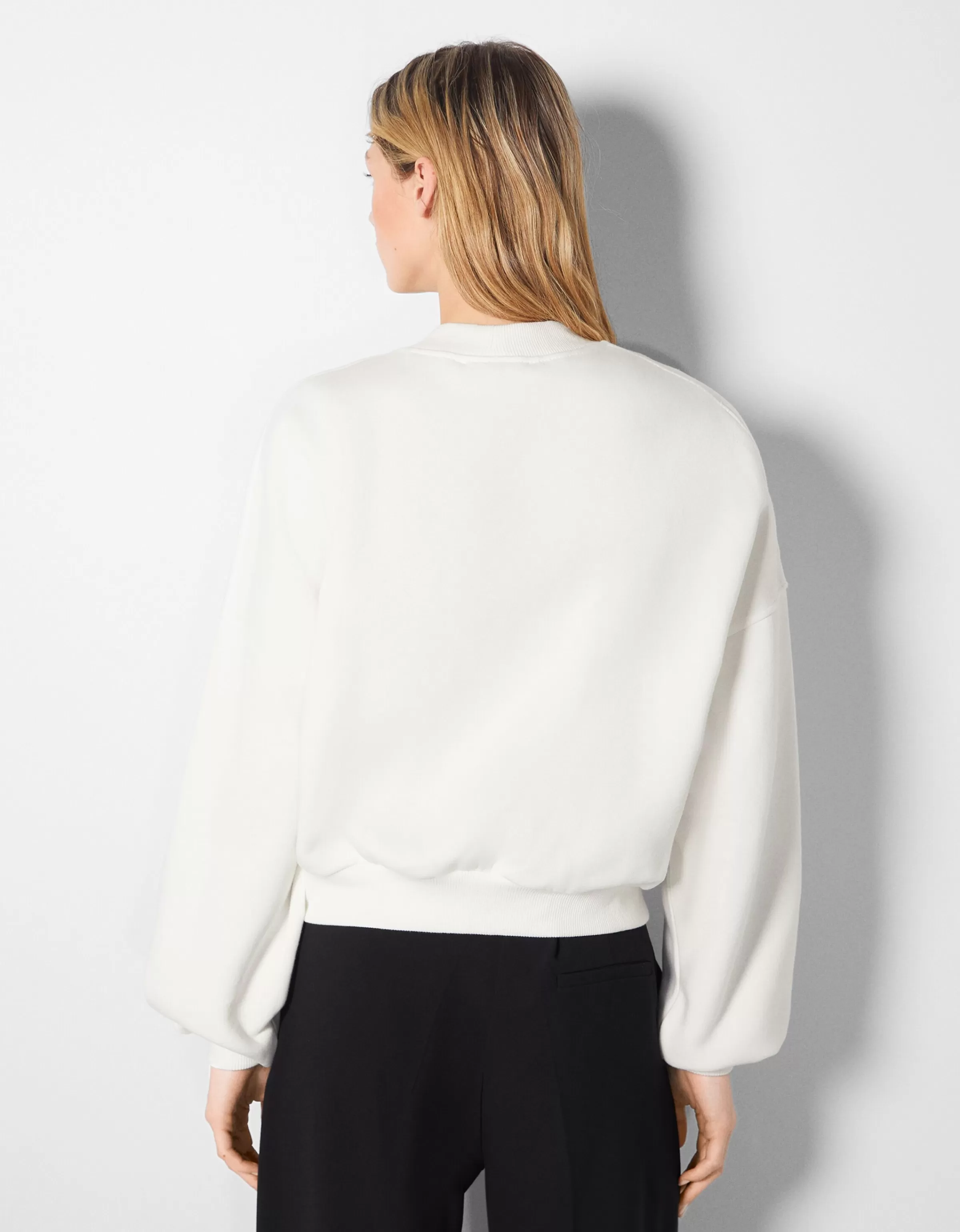 BERSHKA BSK Teen*Sweat imprimé broderie Sable