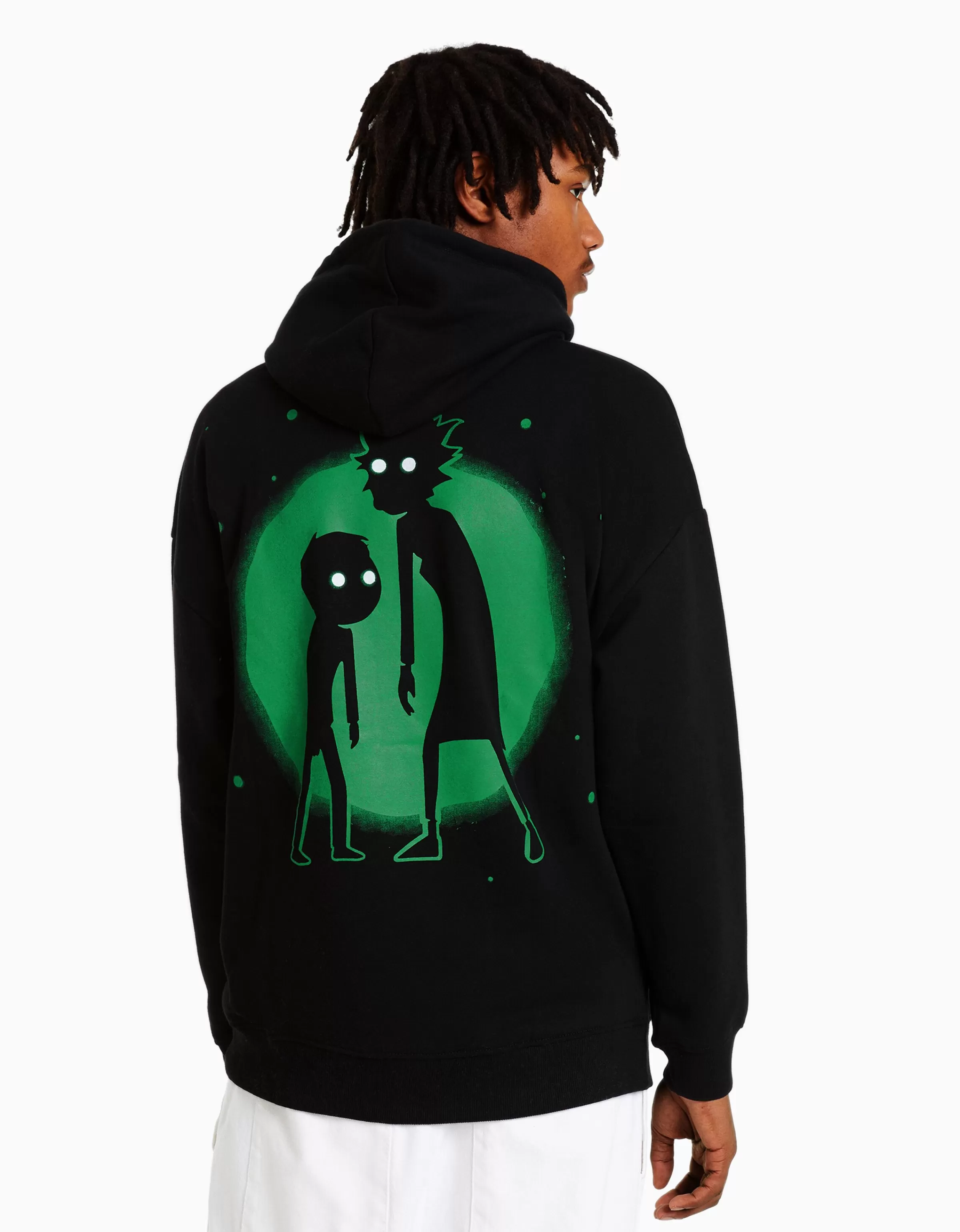 BERSHKA Vêtements*Sweat imprimé Rick et Morty Écru