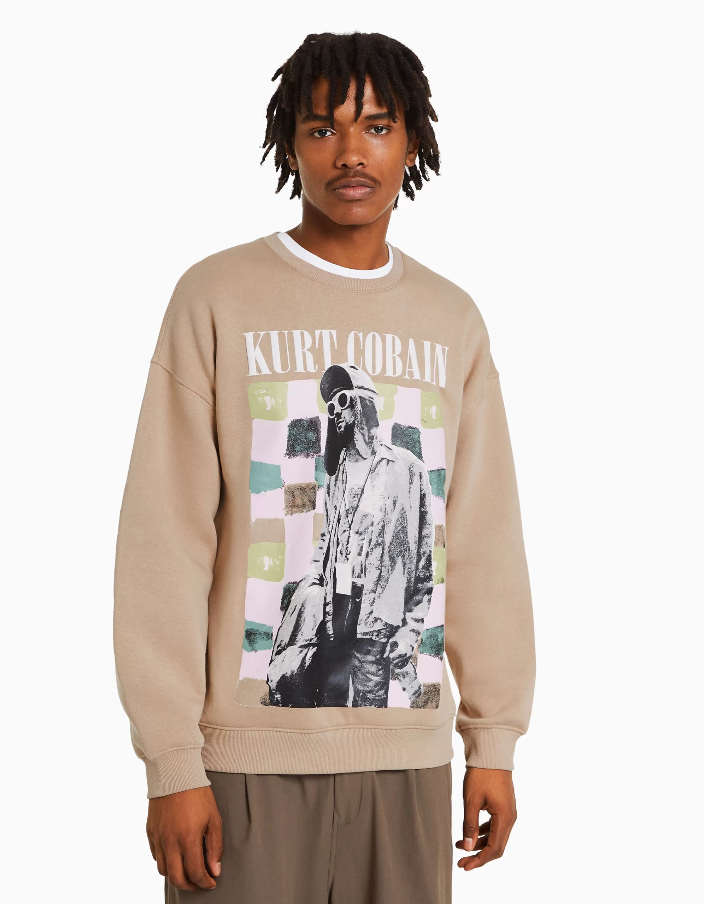 BERSHKA Vêtements*Sweat Kurt Cobain Camel