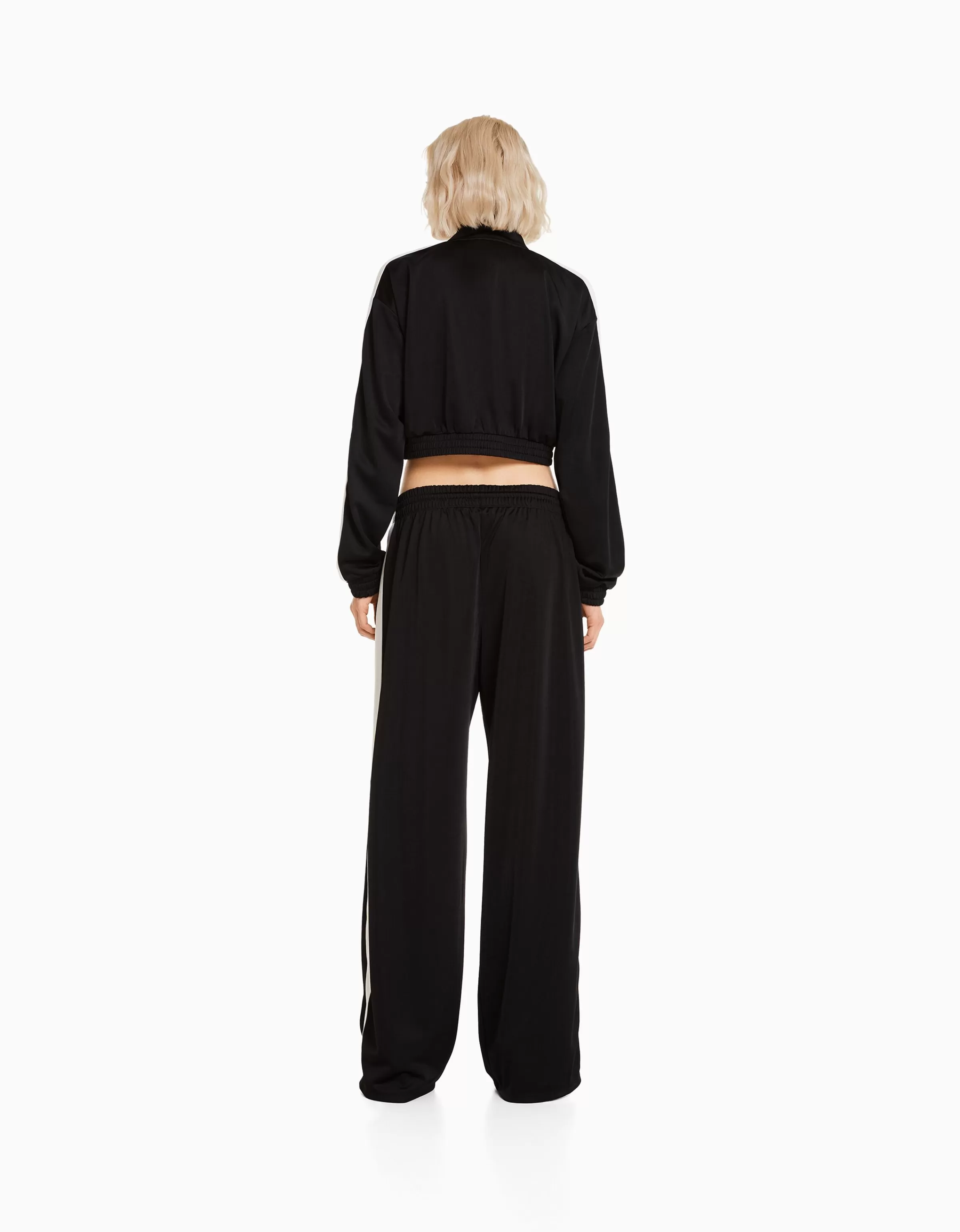 BERSHKA Sweats*Sweat zippé bande latérale Noir