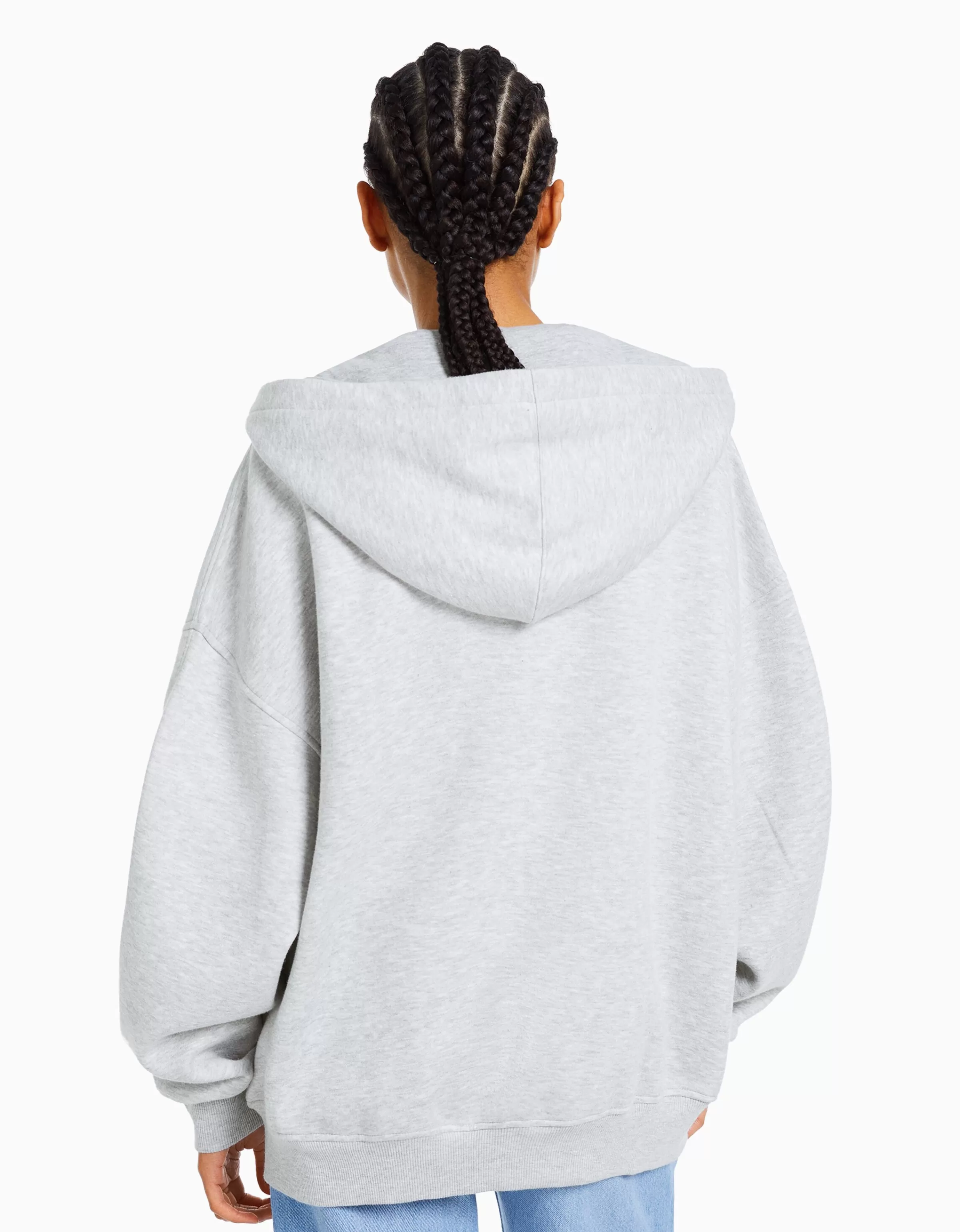 BERSHKA Pulls*Sweat zippé capuche oversize Gris