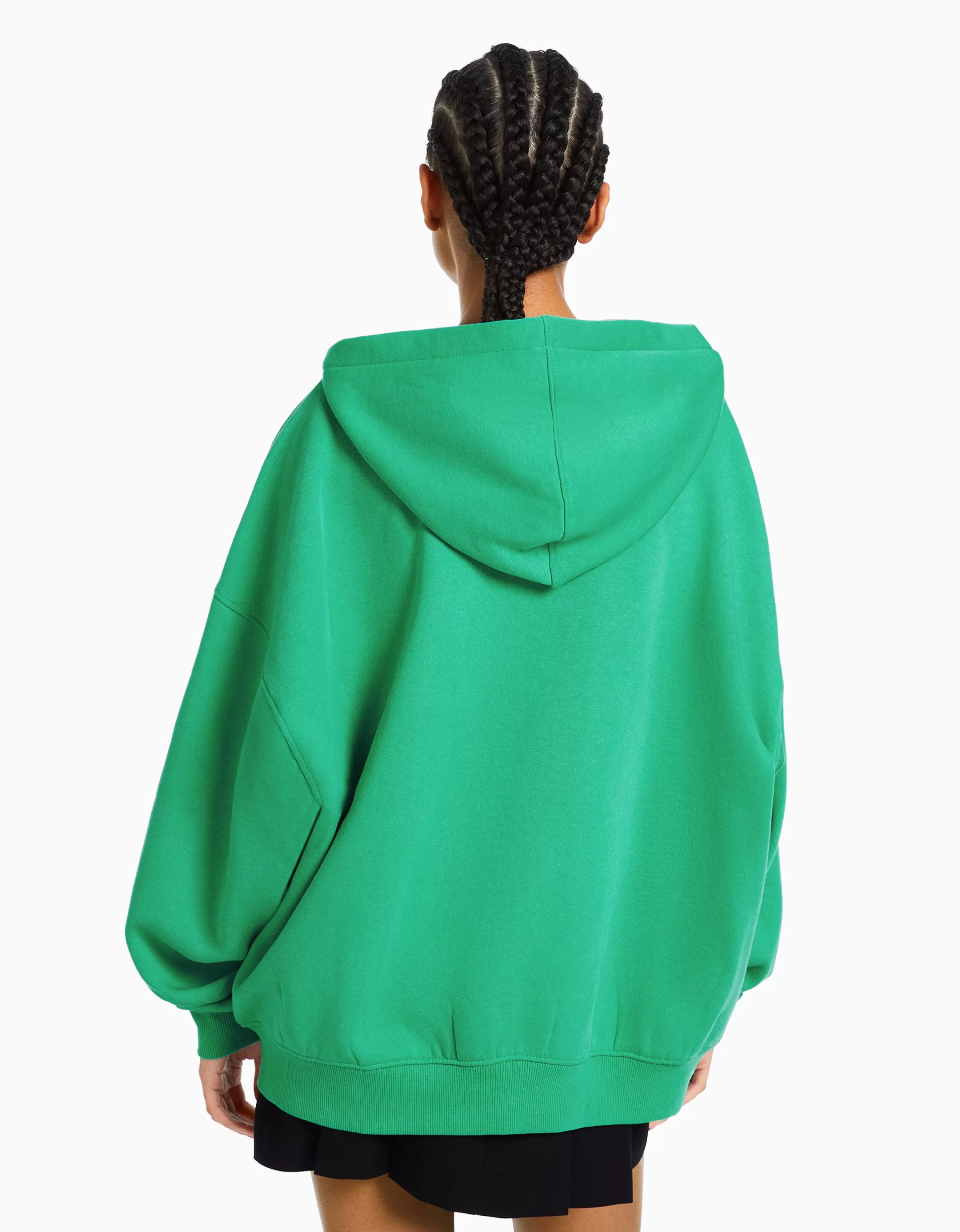 BERSHKA Sweats*Sweat zippé capuche oversize Vert