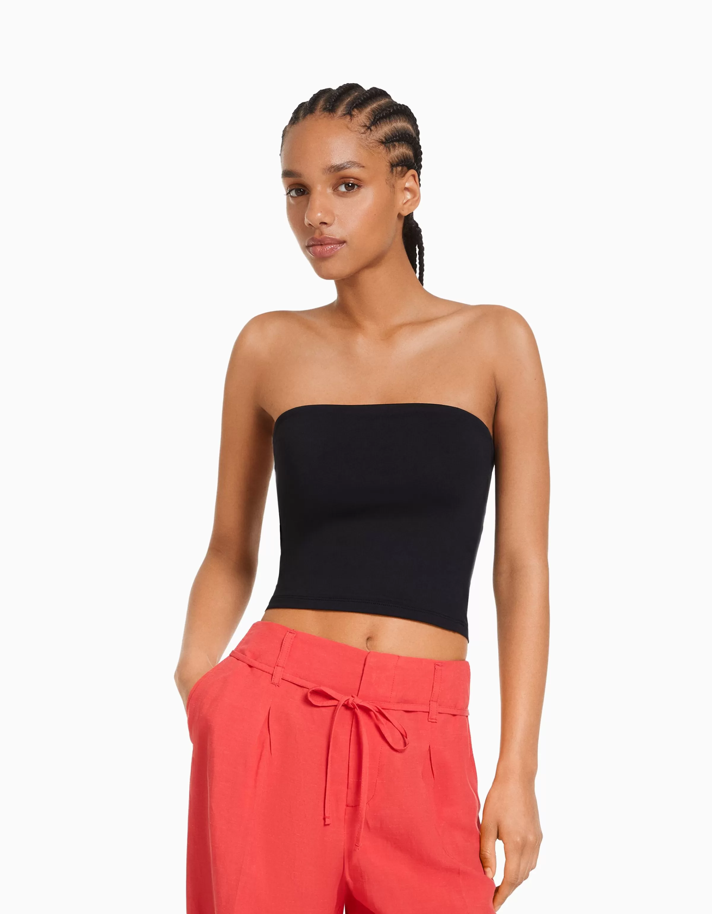 BERSHKA Tops et corsets*Top bandeau Blanc cassé