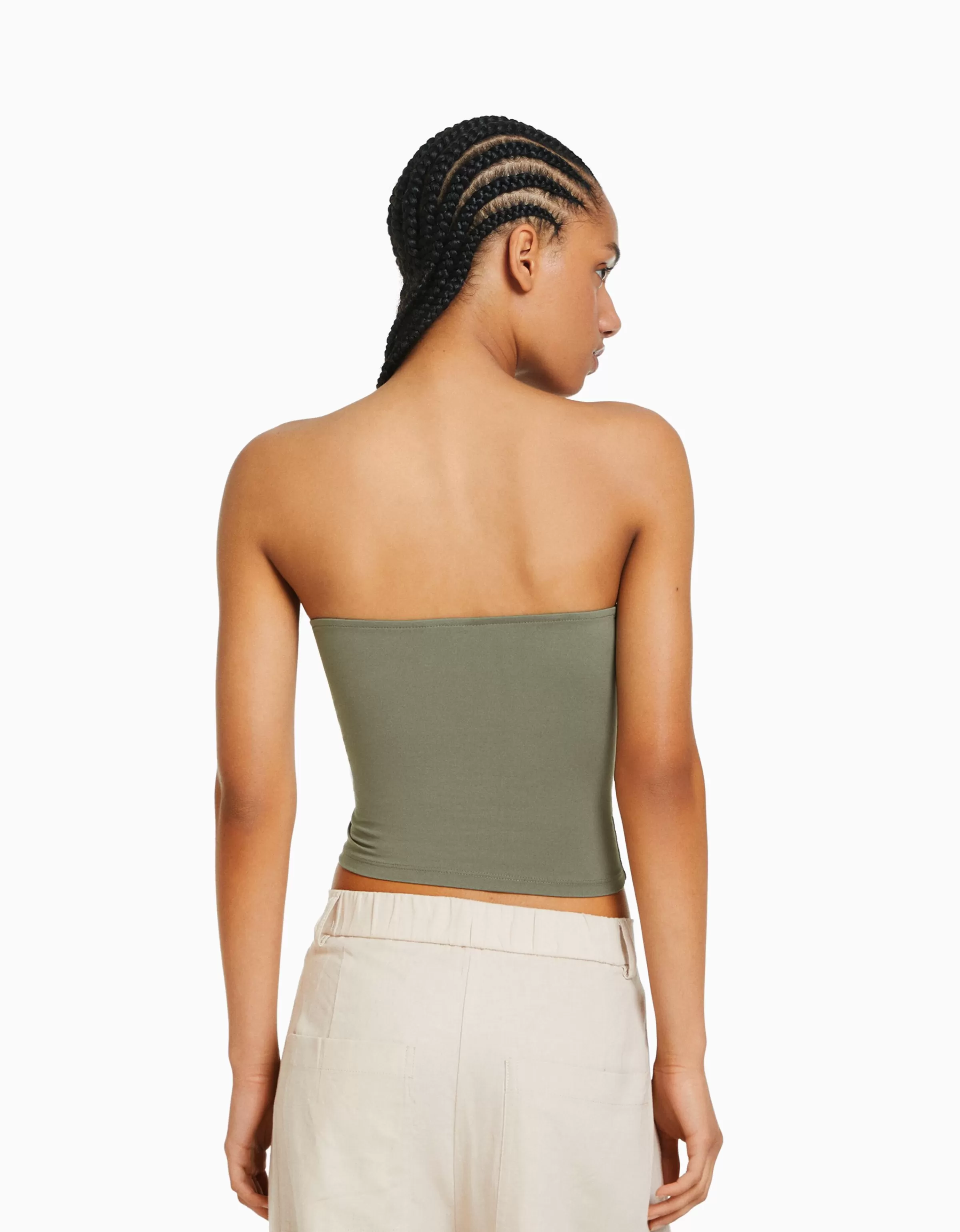 BERSHKA Tops et corsets*Top bandeau Blanc cassé