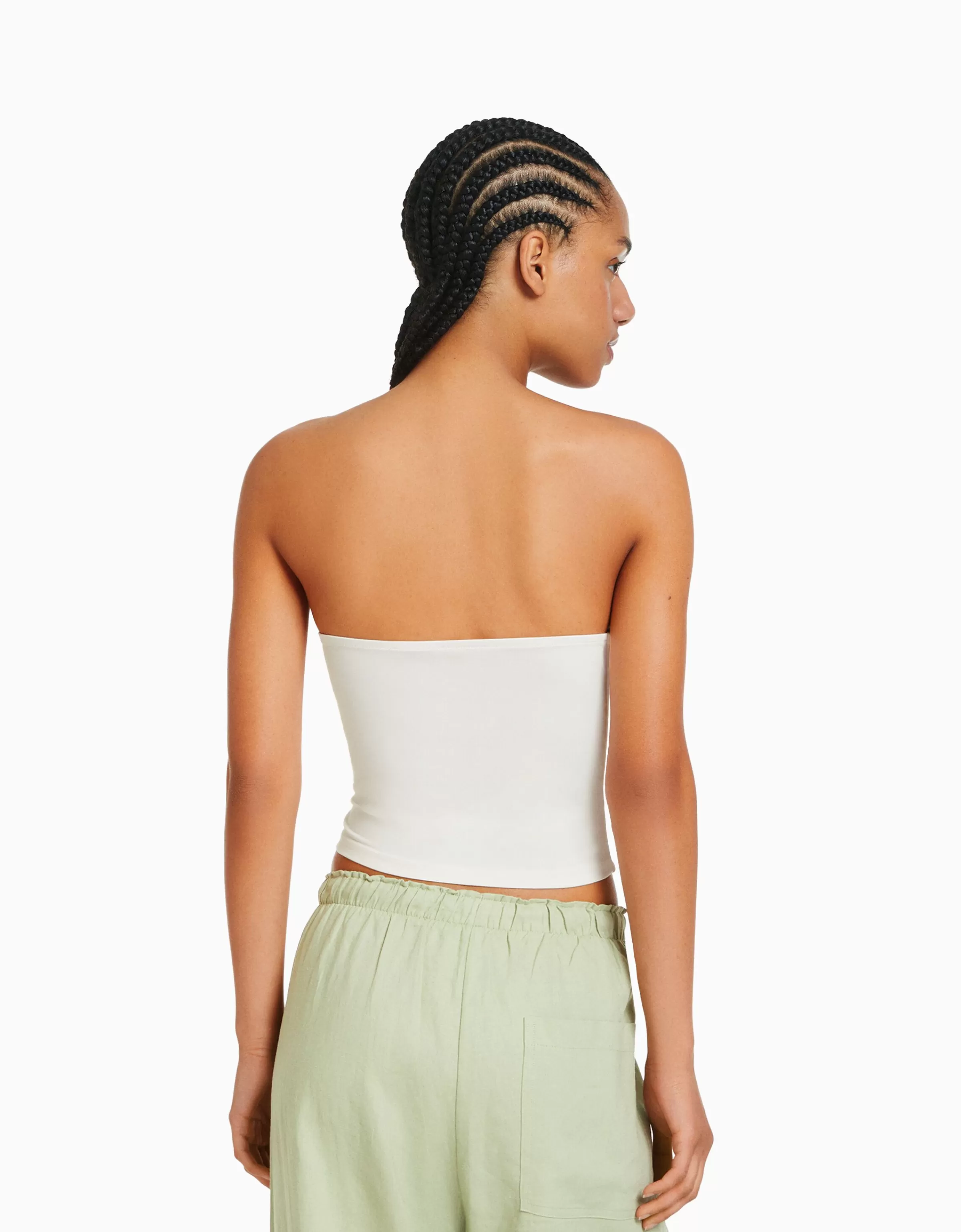 BERSHKA Tops et corsets*Top bandeau Blanc cassé