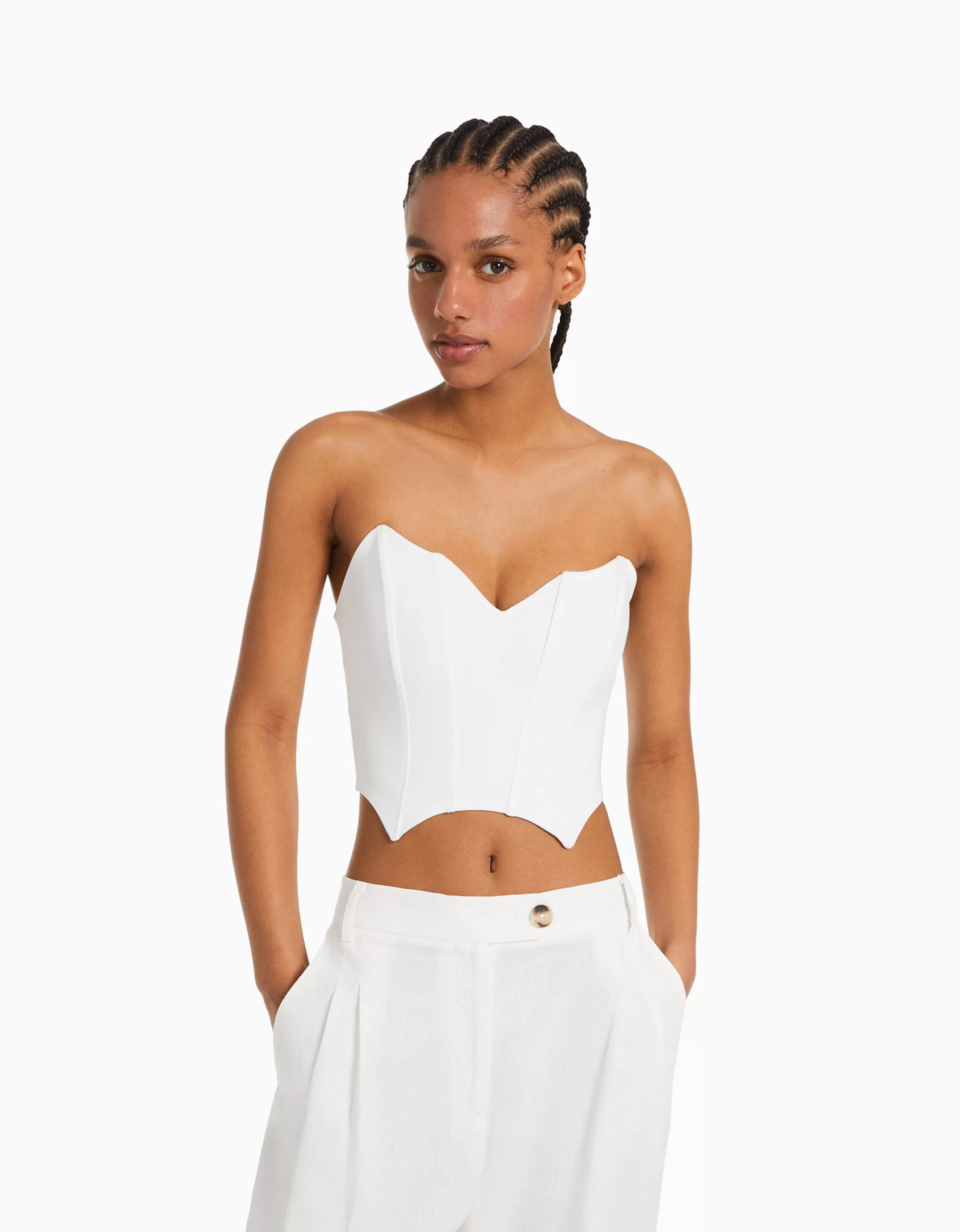 BERSHKA Vêtements*Top corset bandeau Noir