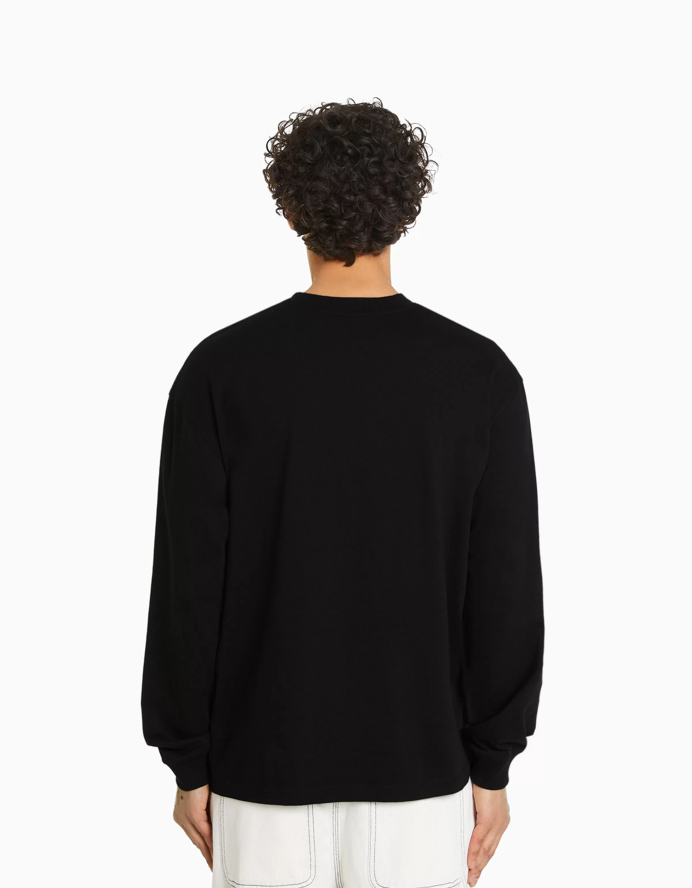 BERSHKA TEST*Top manches longues oversize imprimé Noir