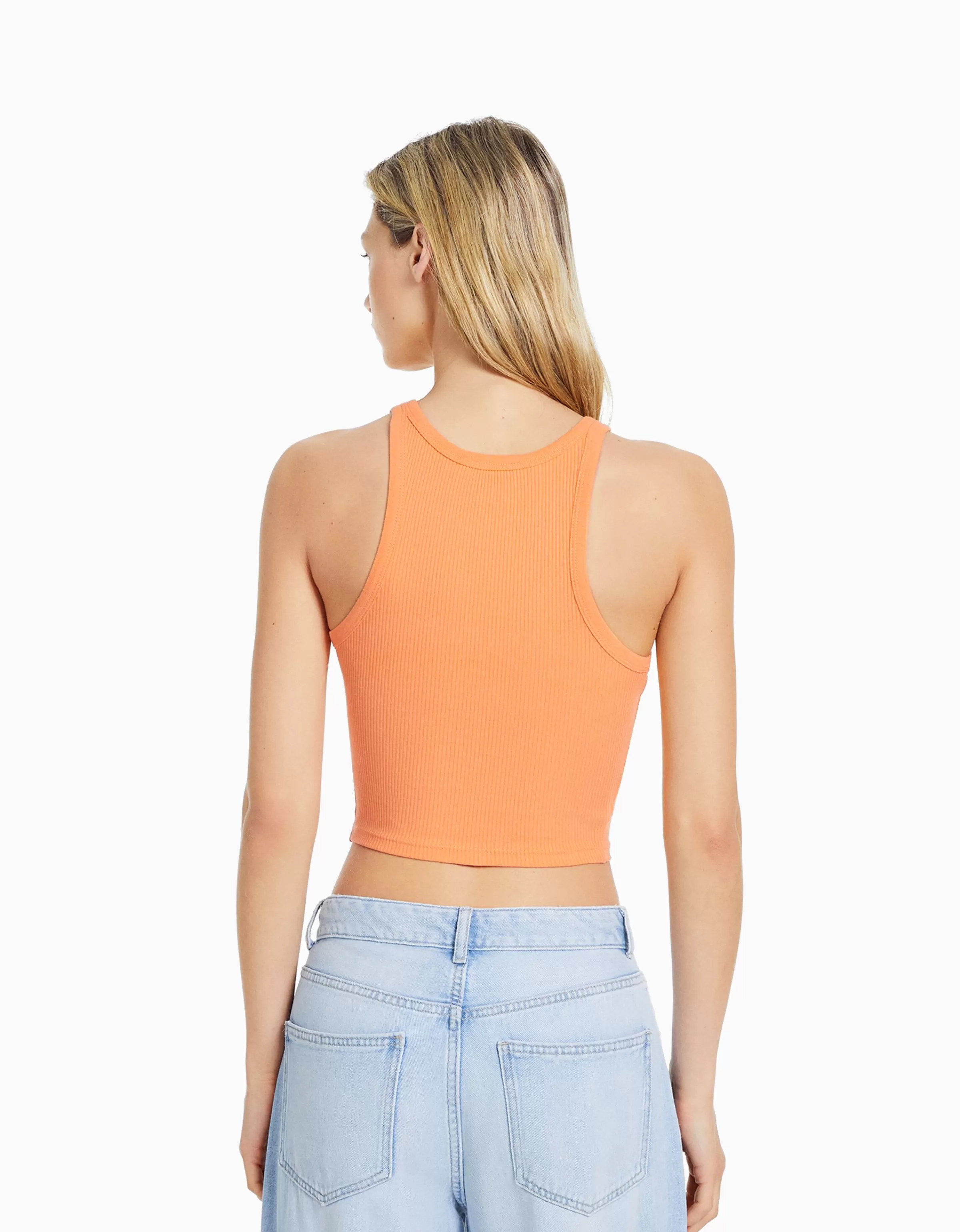 BERSHKA Tee-shirts*Top sans manches bord-côte Orange