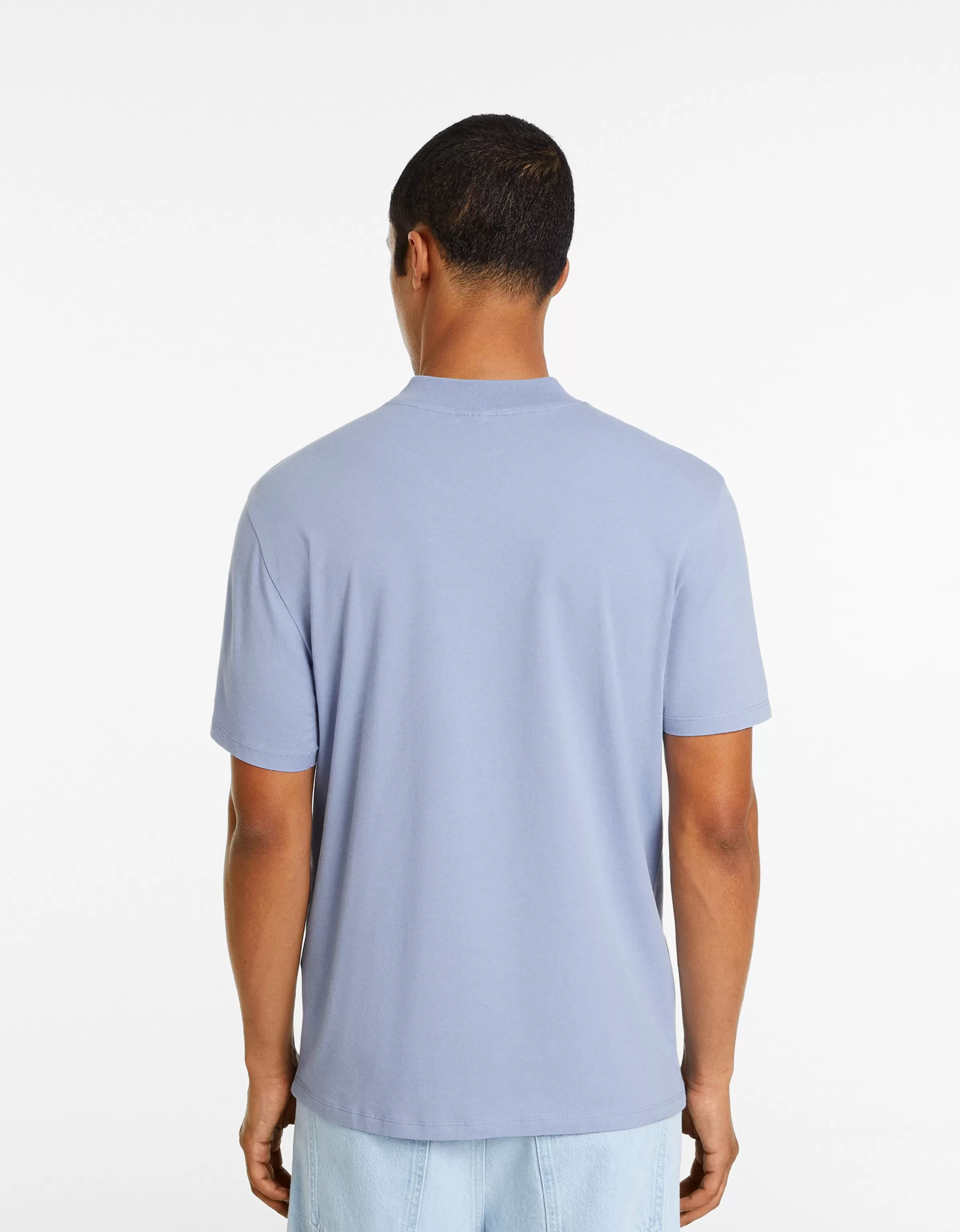 BERSHKA Vêtements*T-shirt à manches courtes et col montant Bleu