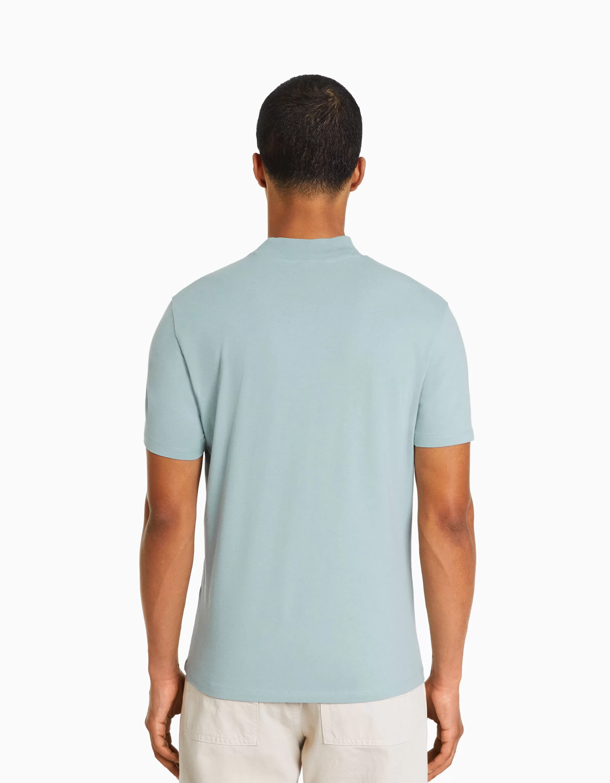 BERSHKA Tee-shirts*T-shirt à manches courtes et col montant Bleu turquoise