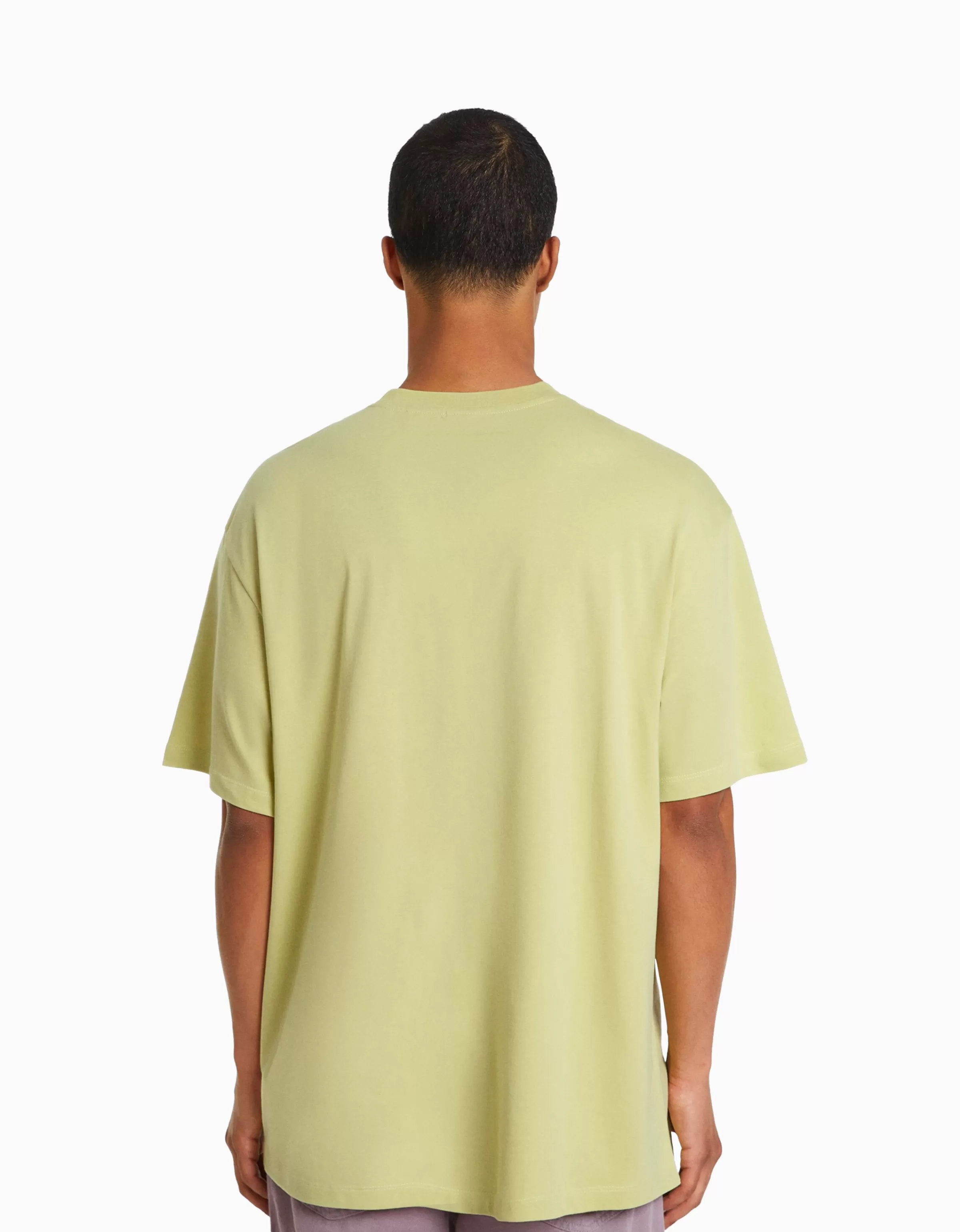 BERSHKA Tee-shirts*T-shirt boxy manches courtes imprimé Lime