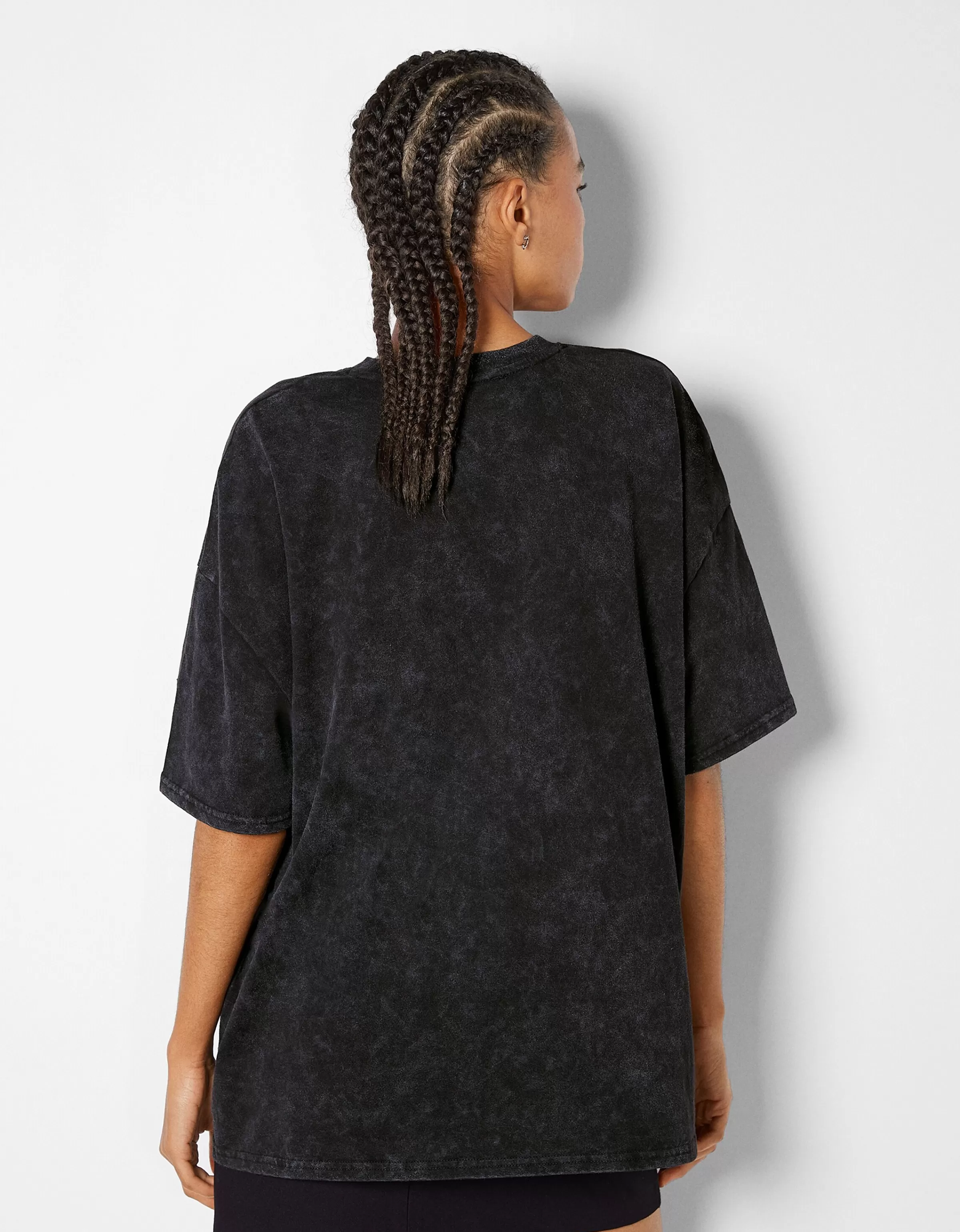 BERSHKA Tee-shirts*T-shirt manches courtes imprimé Noir