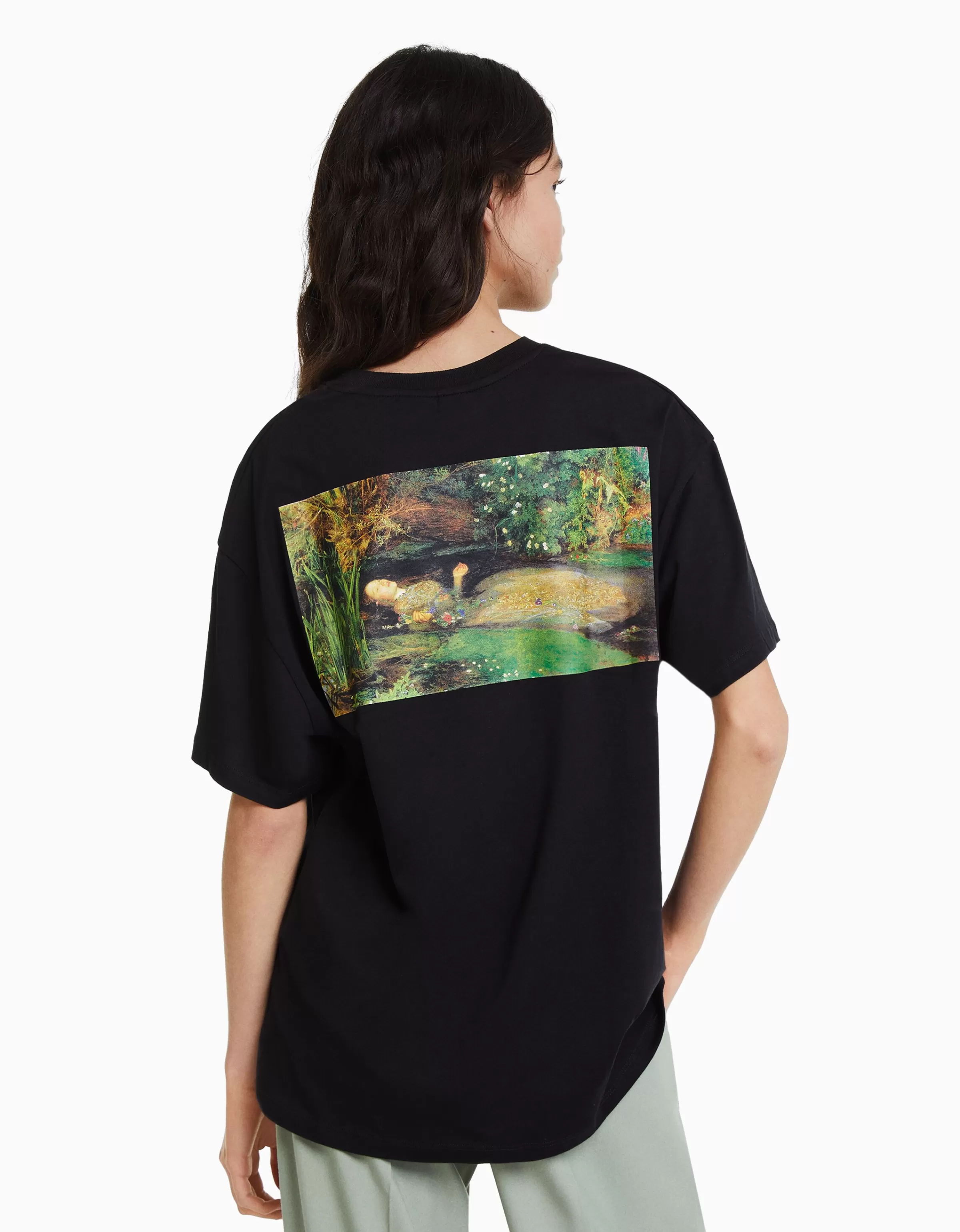 BERSHKA Tee-shirts*T-shirt manches courtes imprimé Art Series Noir