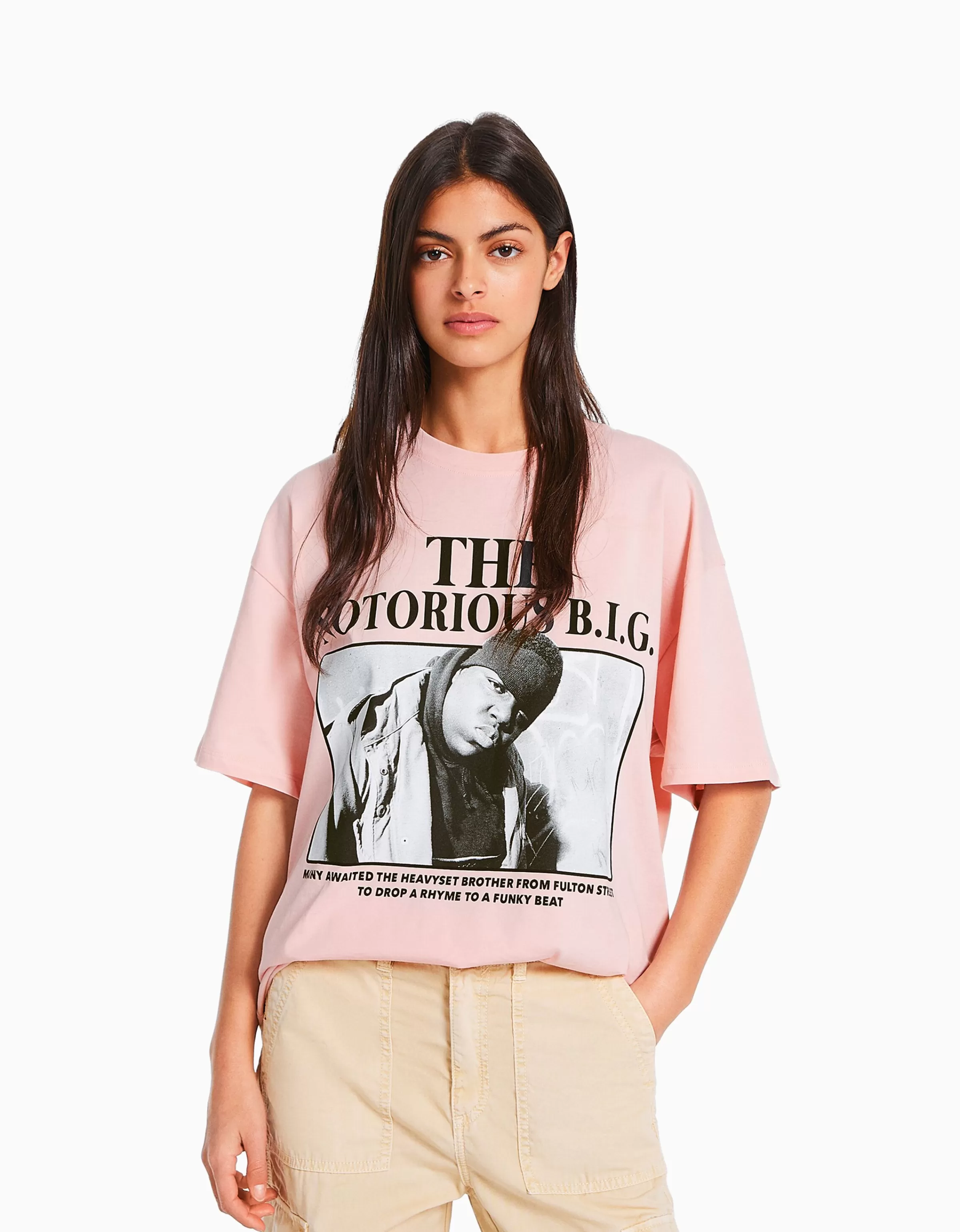 BERSHKA Tee-shirts*T-shirt manches courtes imprimé The Notorious B.I.G. Rose